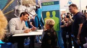 Silvia mit Michael Phelps