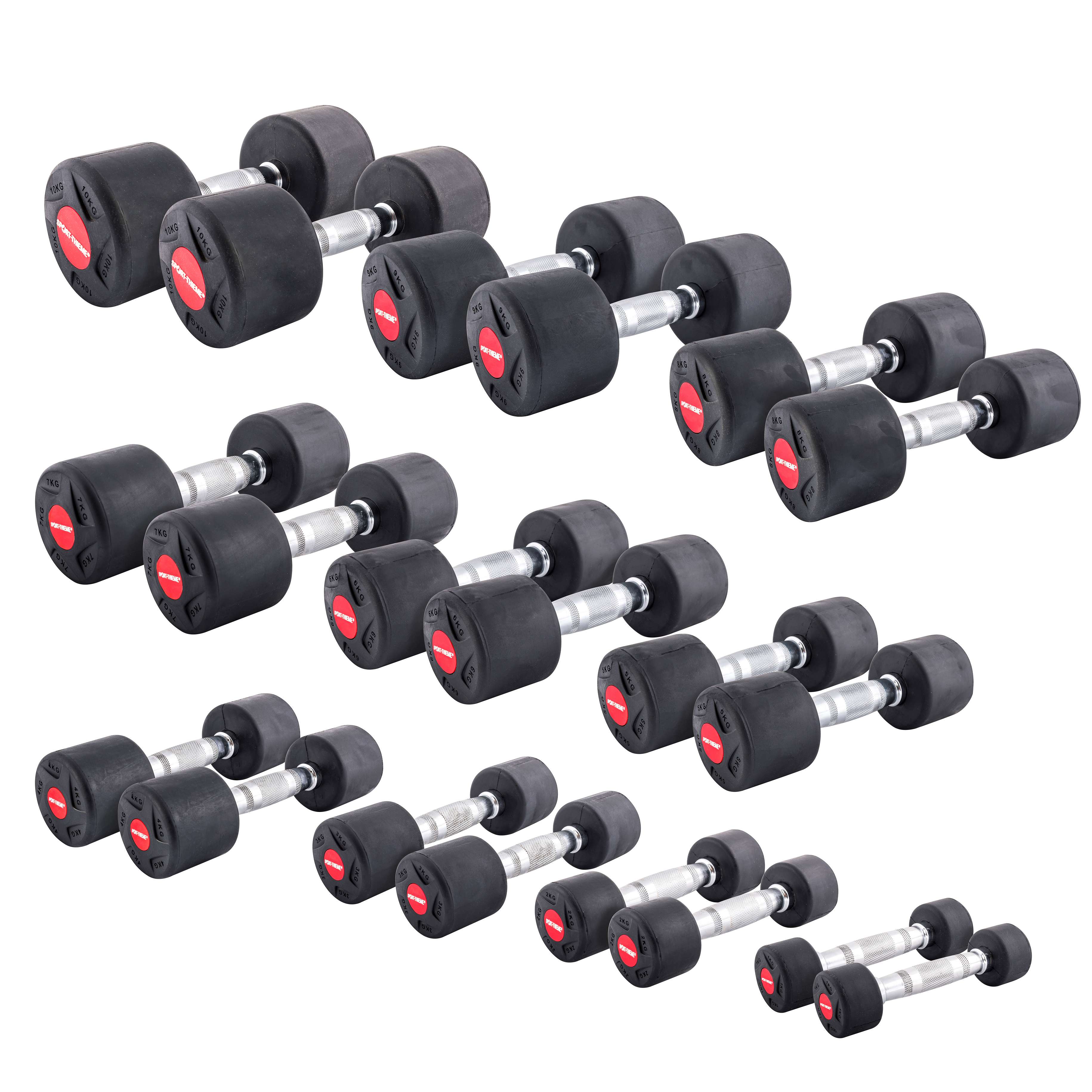 Sport-Thieme Kompakthantel-Set „Gummi“, 1–10 kg