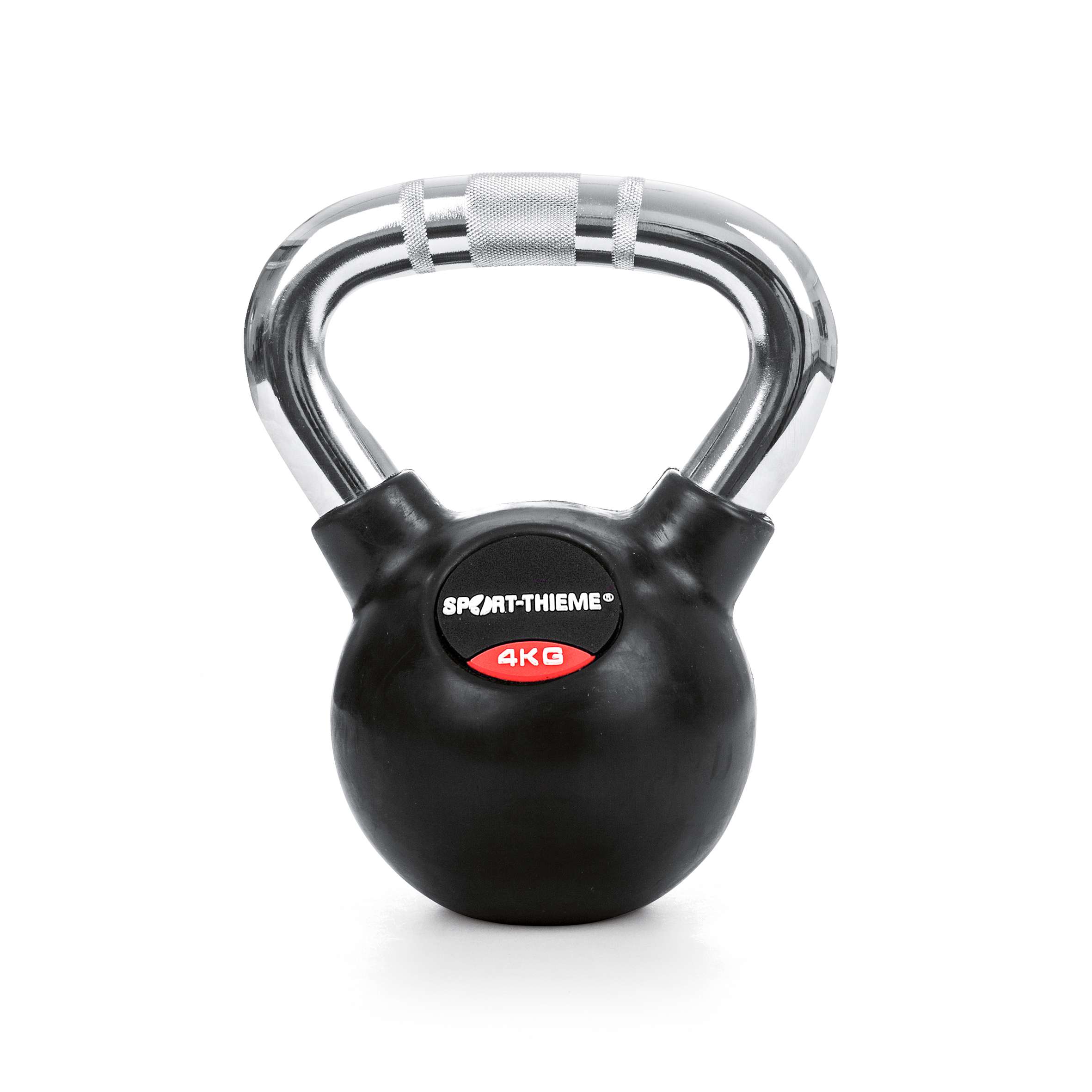 Sport-Thieme Kettlebell „Gummiert mit gerändeltem Chrom-Griff“, 4 kg