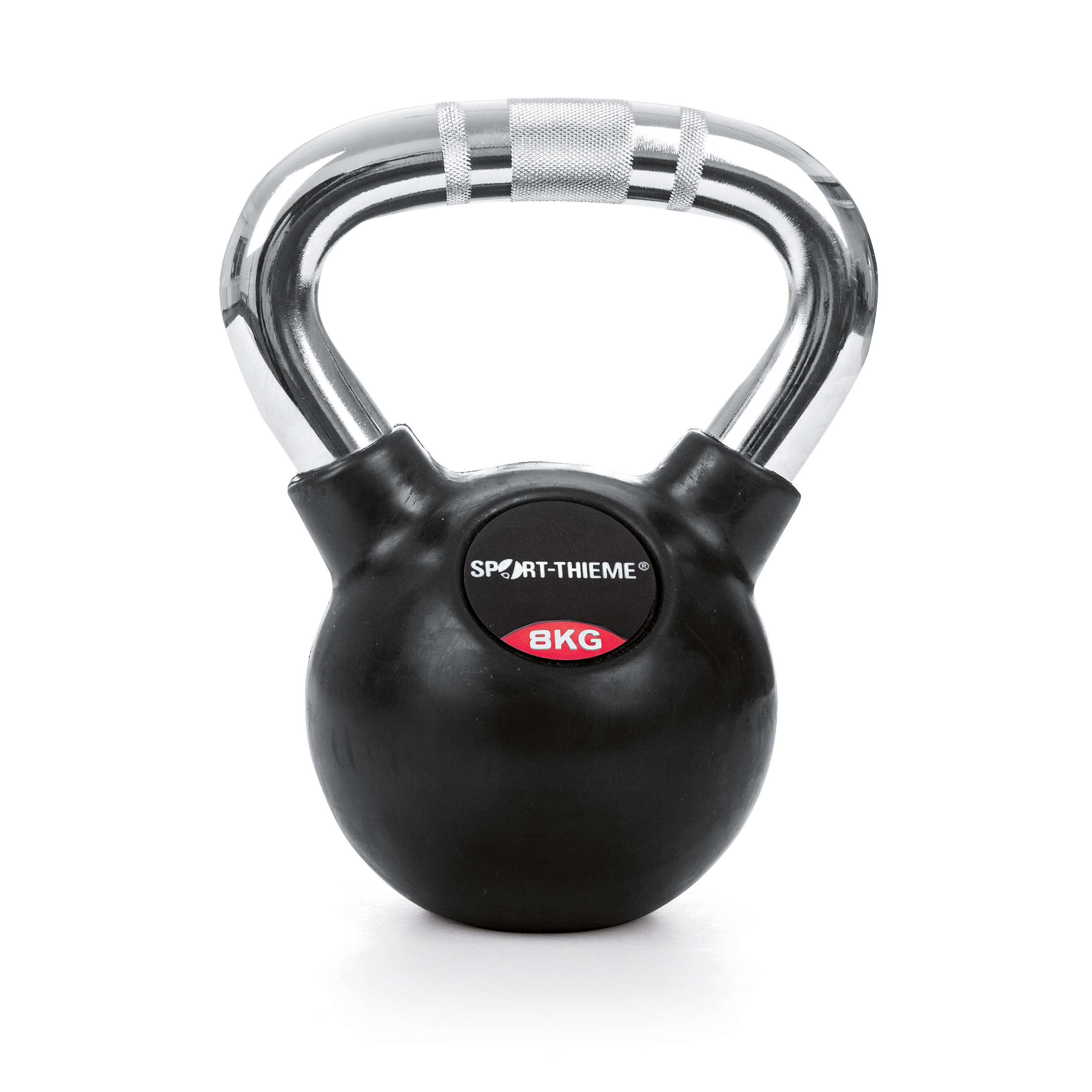 Sport-Thieme Kettlebell „Gummiert mit gerändeltem Chrom-Griff“, 8 kg