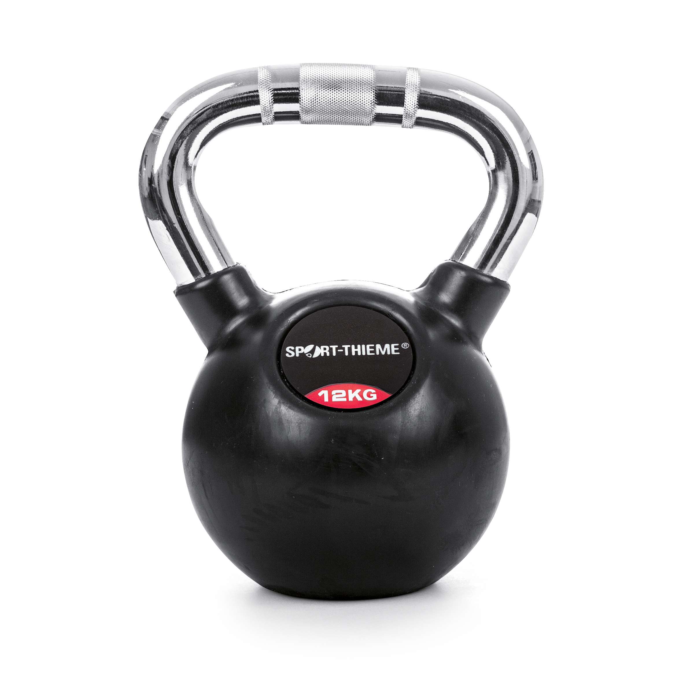 Sport-Thieme Kettlebell „Gummiert mit gerändeltem Chrom-Griff“, 12 kg