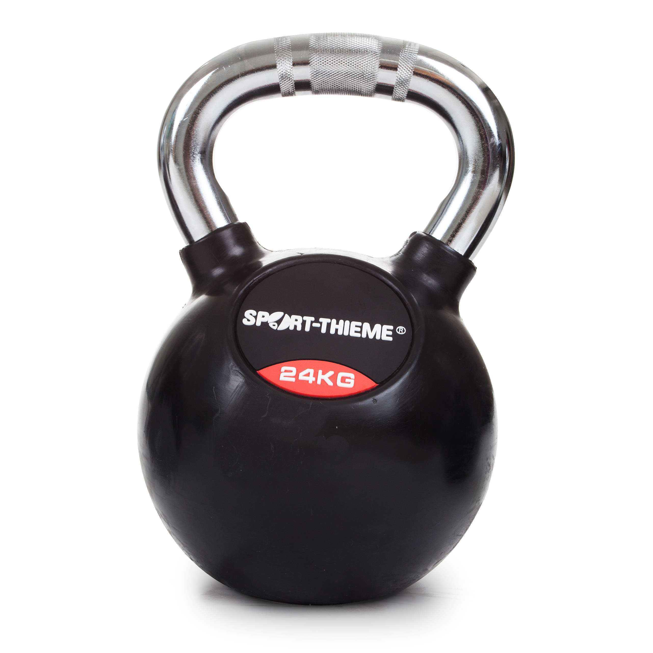 Sport-Thieme Kettlebell „Gummiert mit gerändeltem Chrom-Griff“, 24 kg