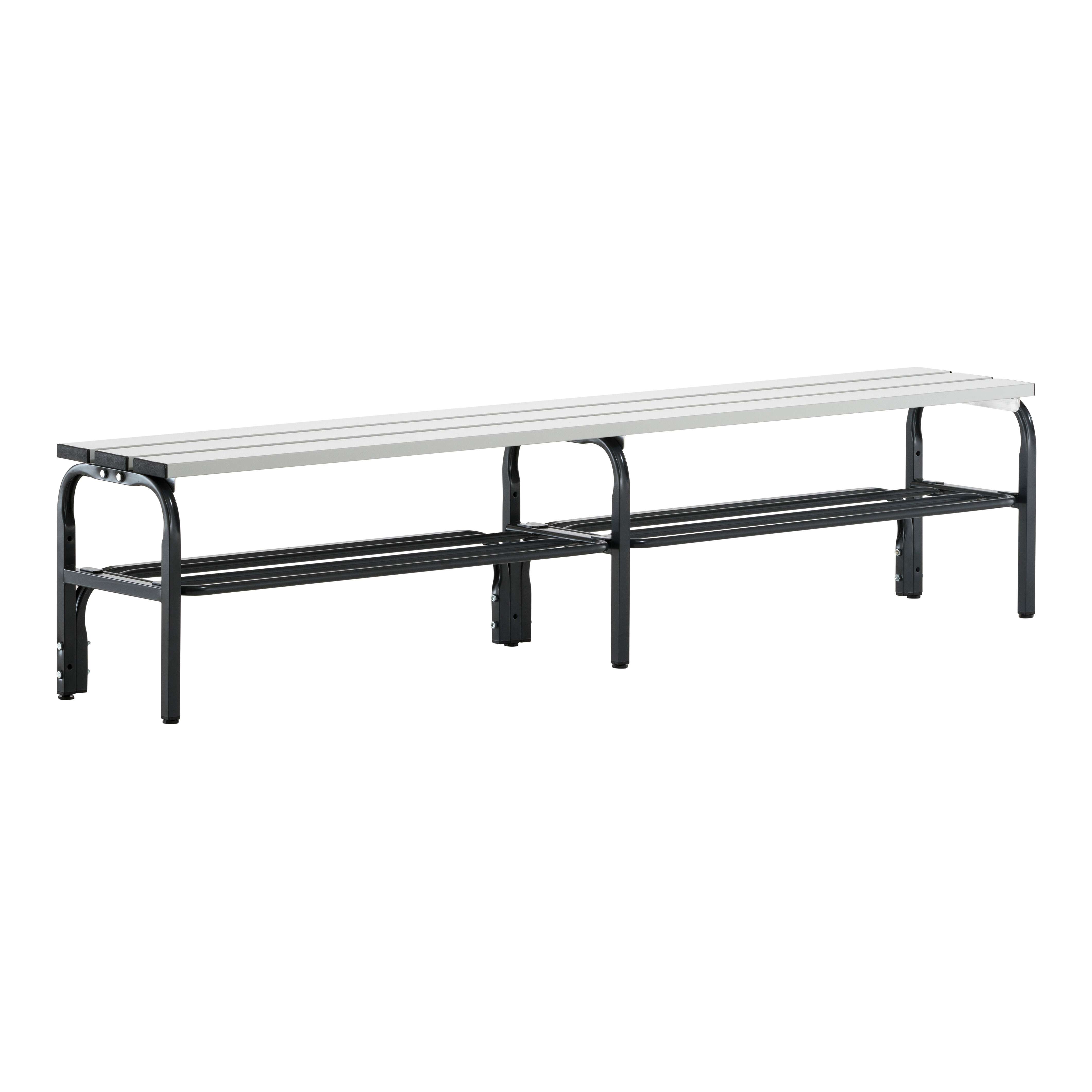 Sypro Umkleidebank für Feuchträume ohne Lehne, 2,00 m, Anthrazit (RAL 7016), Mit Schuhrost