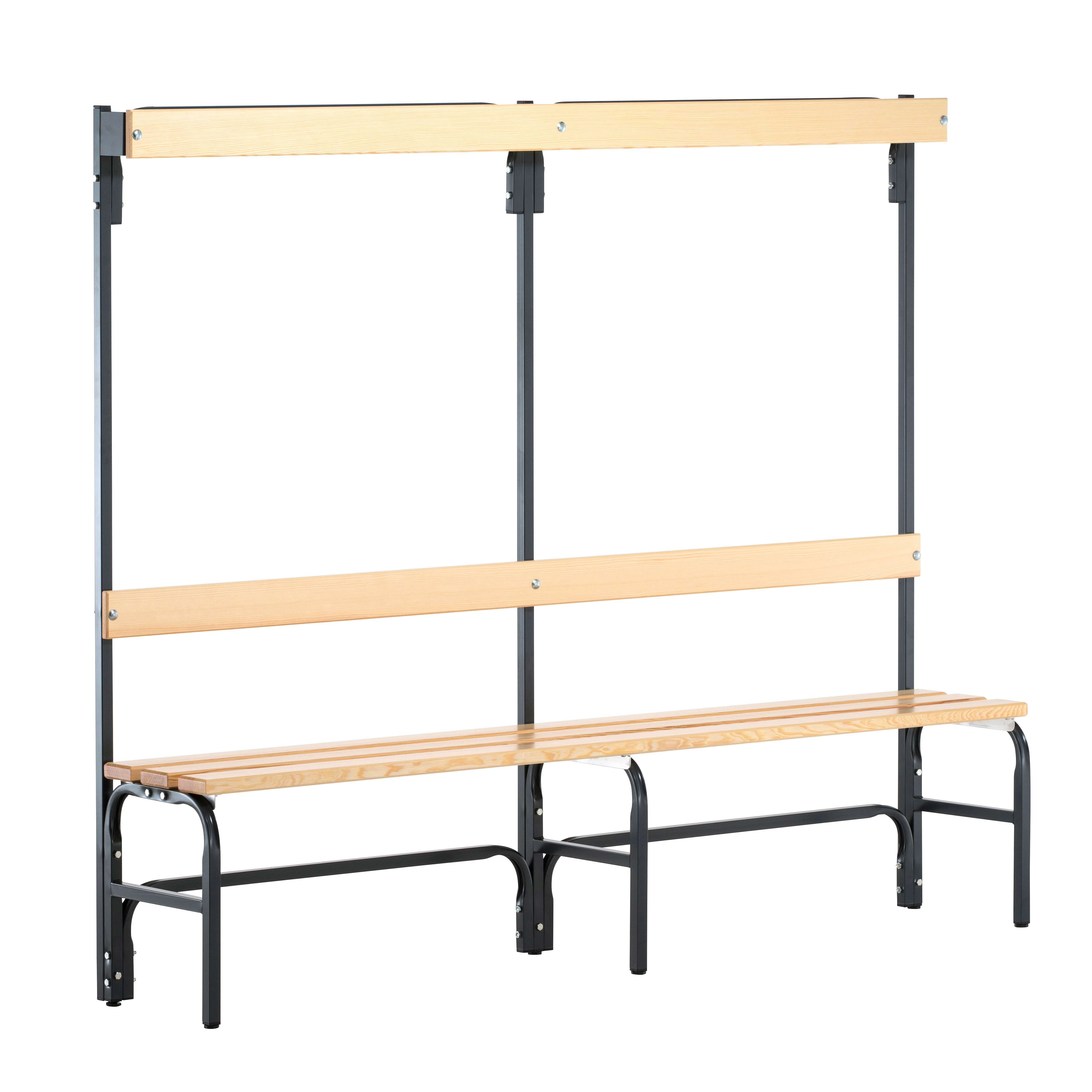 Sypro Umkleidebank für Trockenräume mit Rückenlehne, Anthrazit (RAL 7016), 2,00 m, Ohne Schuhrost