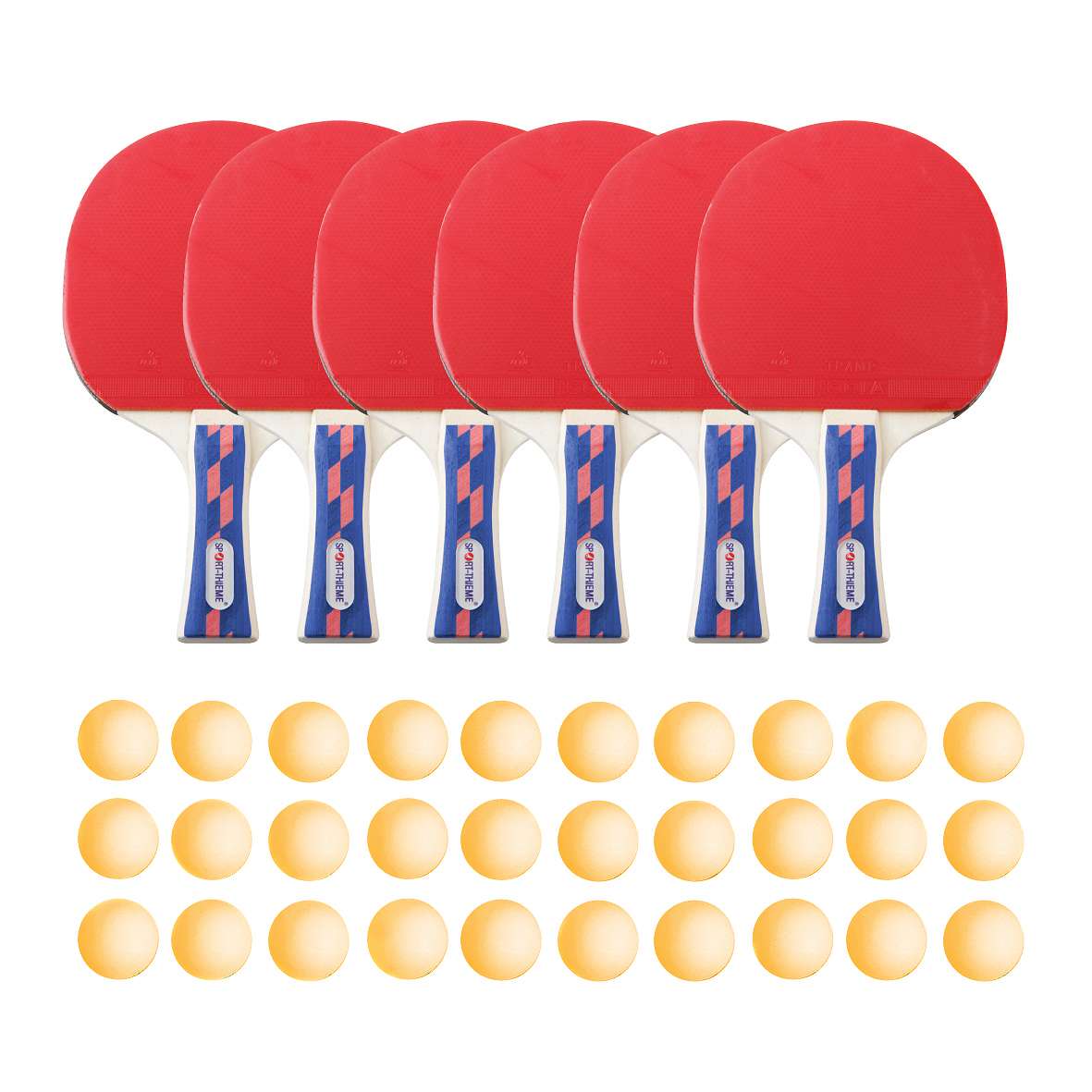 Sport-Thieme Tischtennisschläger-Set „Champion“, Bälle Orange