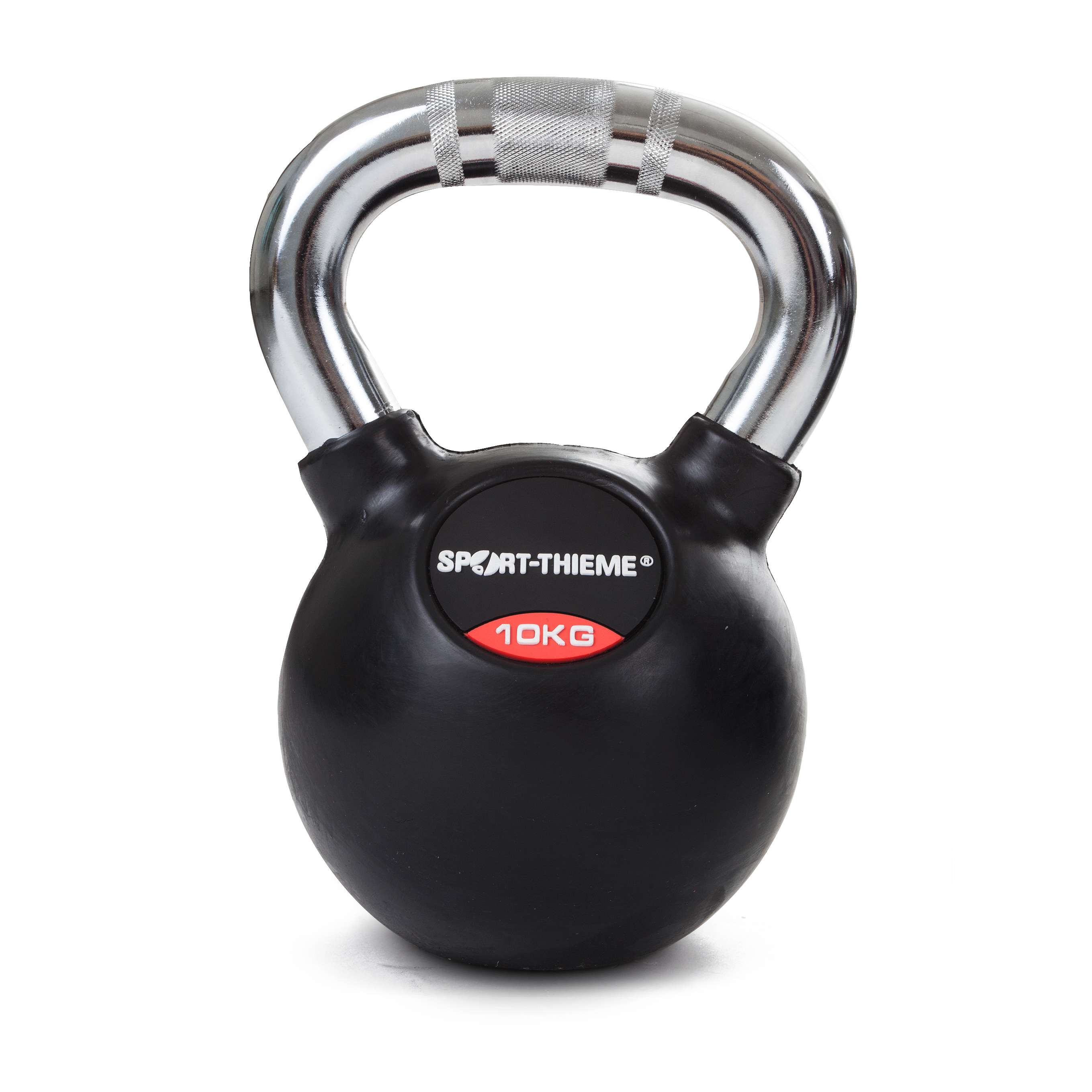 Sport-Thieme Kettlebell „Gummiert mit gerändeltem Chrom-Griff“, 10 kg