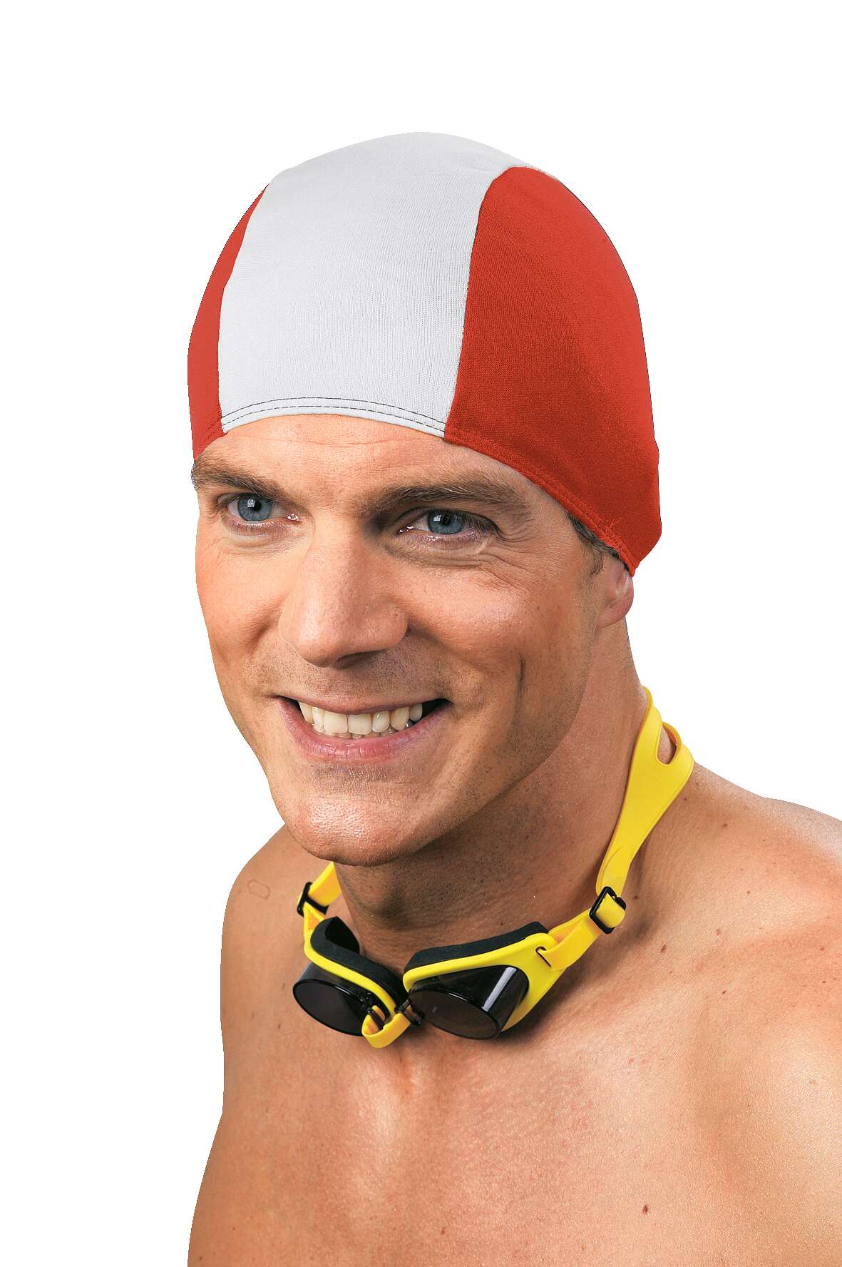 Sport-Thieme Schwimmkappen-Set „Textil“, Rot-Weiß, Erwachsene