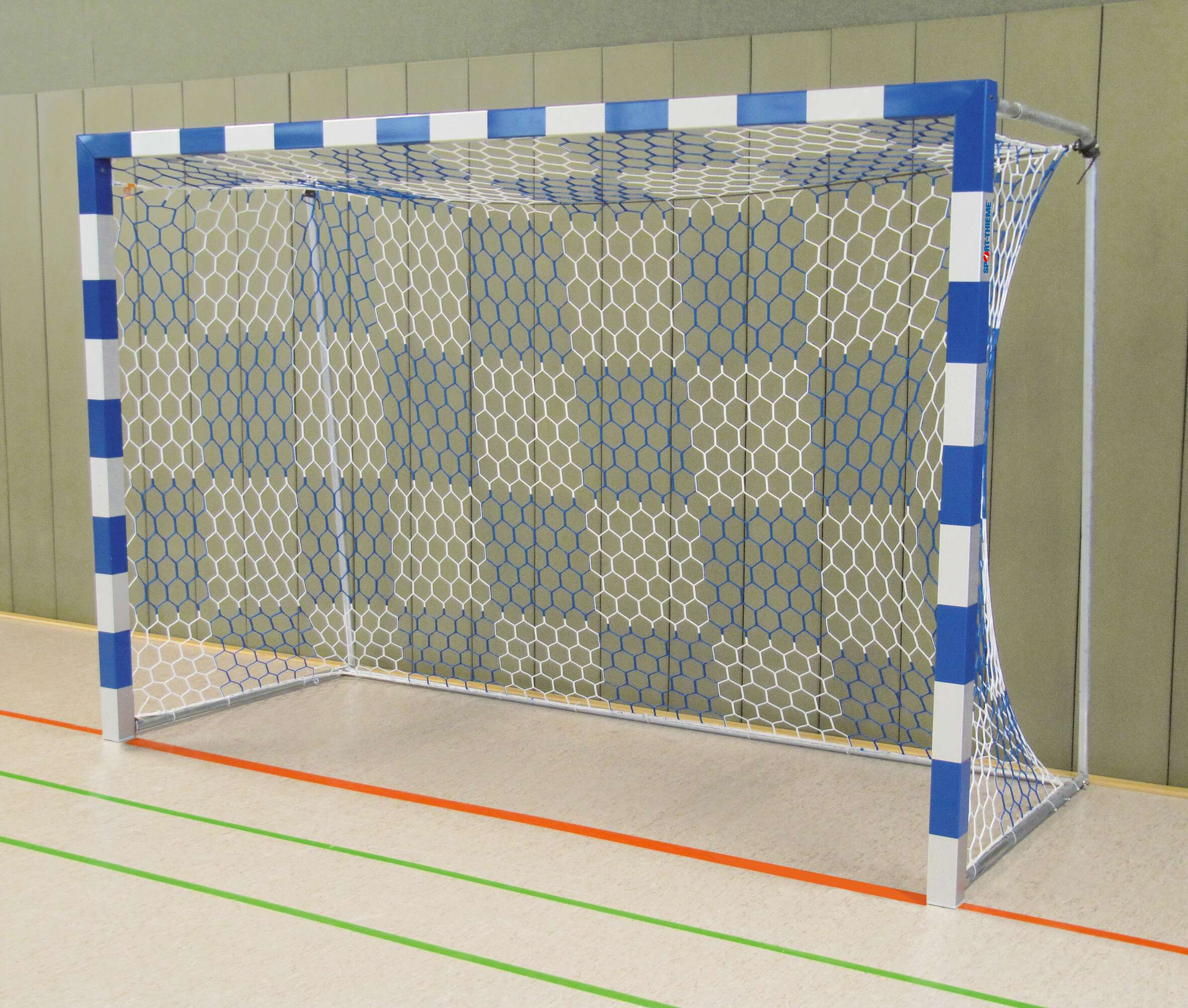 Sport-Thieme Handballtor frei stehend, 3×2 m, Blau-Silber, Verschraubte Eckverbindungen