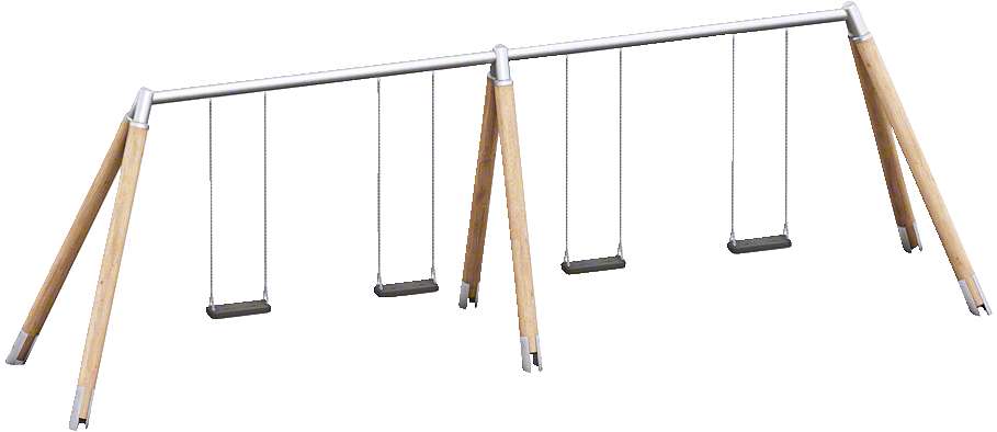 Playparc Vierfachschaukel „Holz/Metall“, Aufhängehöhe 200 cm