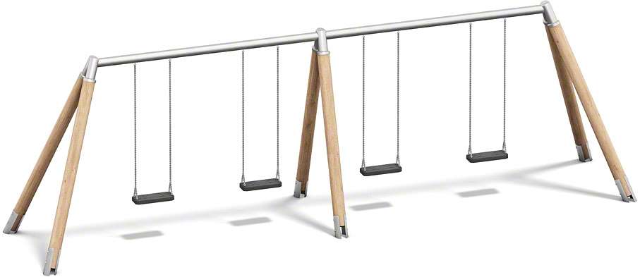 Playparc Vierfachschaukel „Holz/Metall“, Aufhängehöhe 245 cm