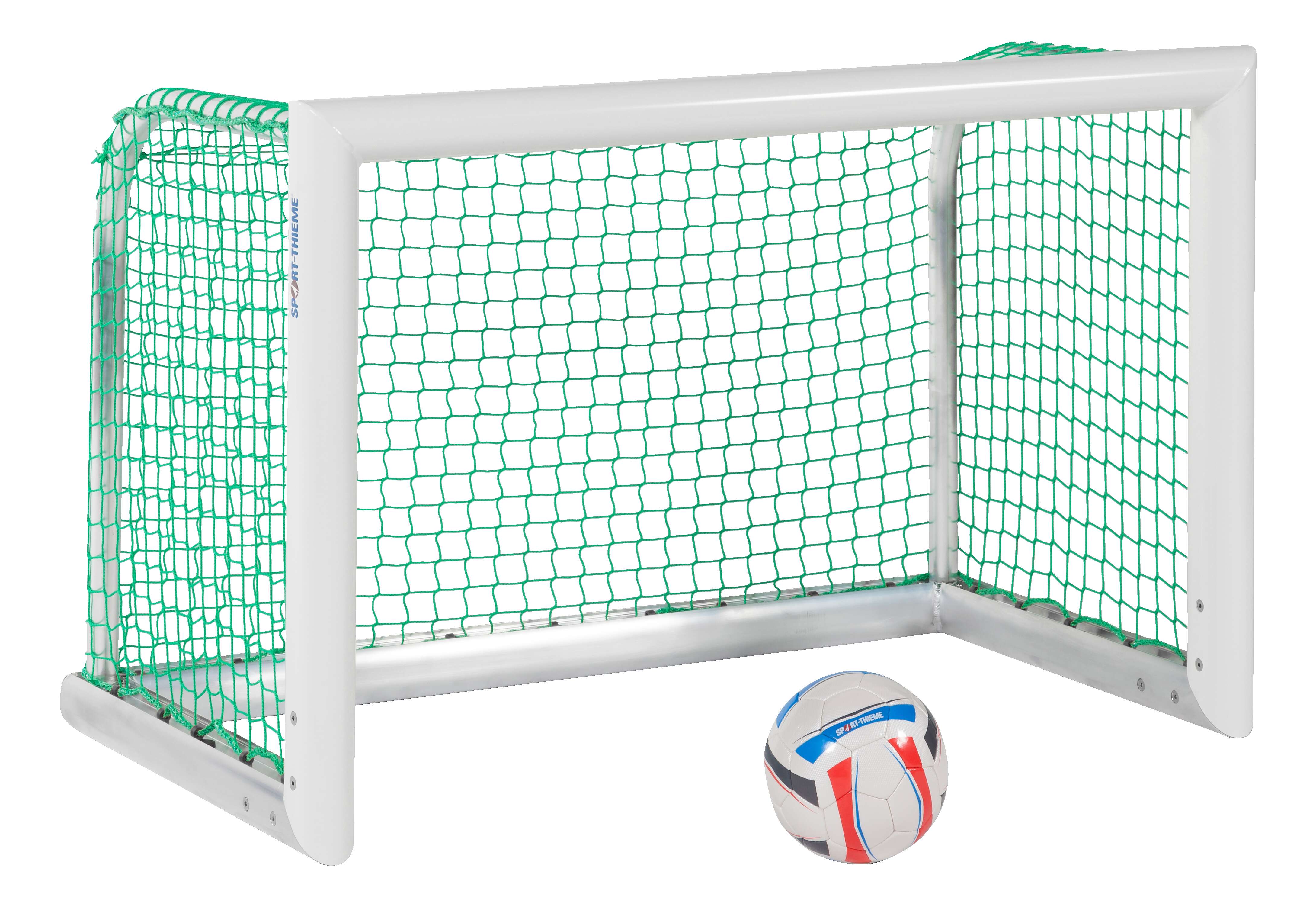 Sport-Thieme Mini-Fußballtor „Professional Kompakt“, Weiß-Pulverbeschichtet, Inkl. Netz, grün (MW 4,5 cm), 1,20×0,80 m