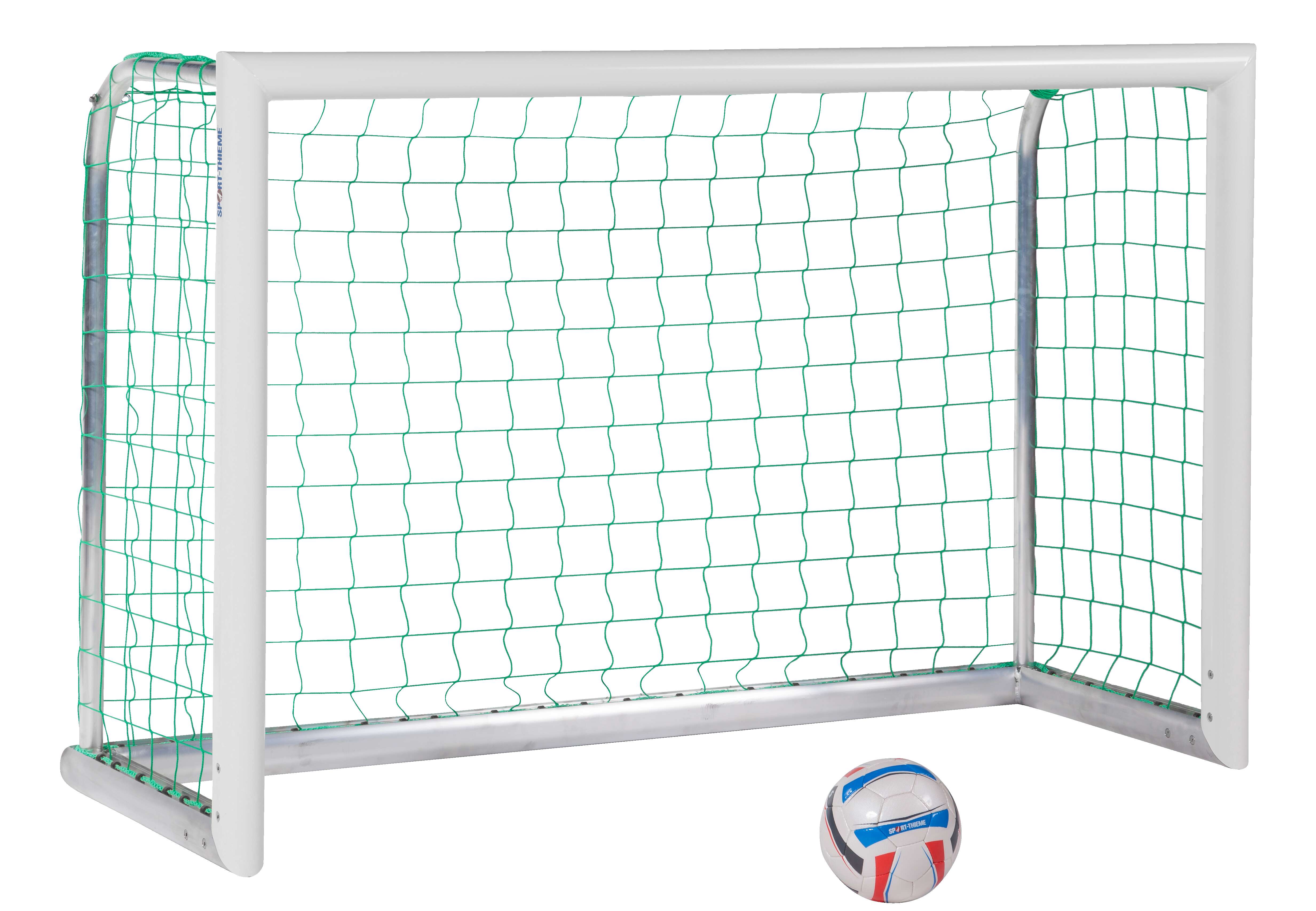 Sport-Thieme Mini-Fußballtor „Professional Kompakt“, Weiß-Pulverbeschichtet, Inkl. Netz, grün (MW 10 cm), 1,80×1,20 m