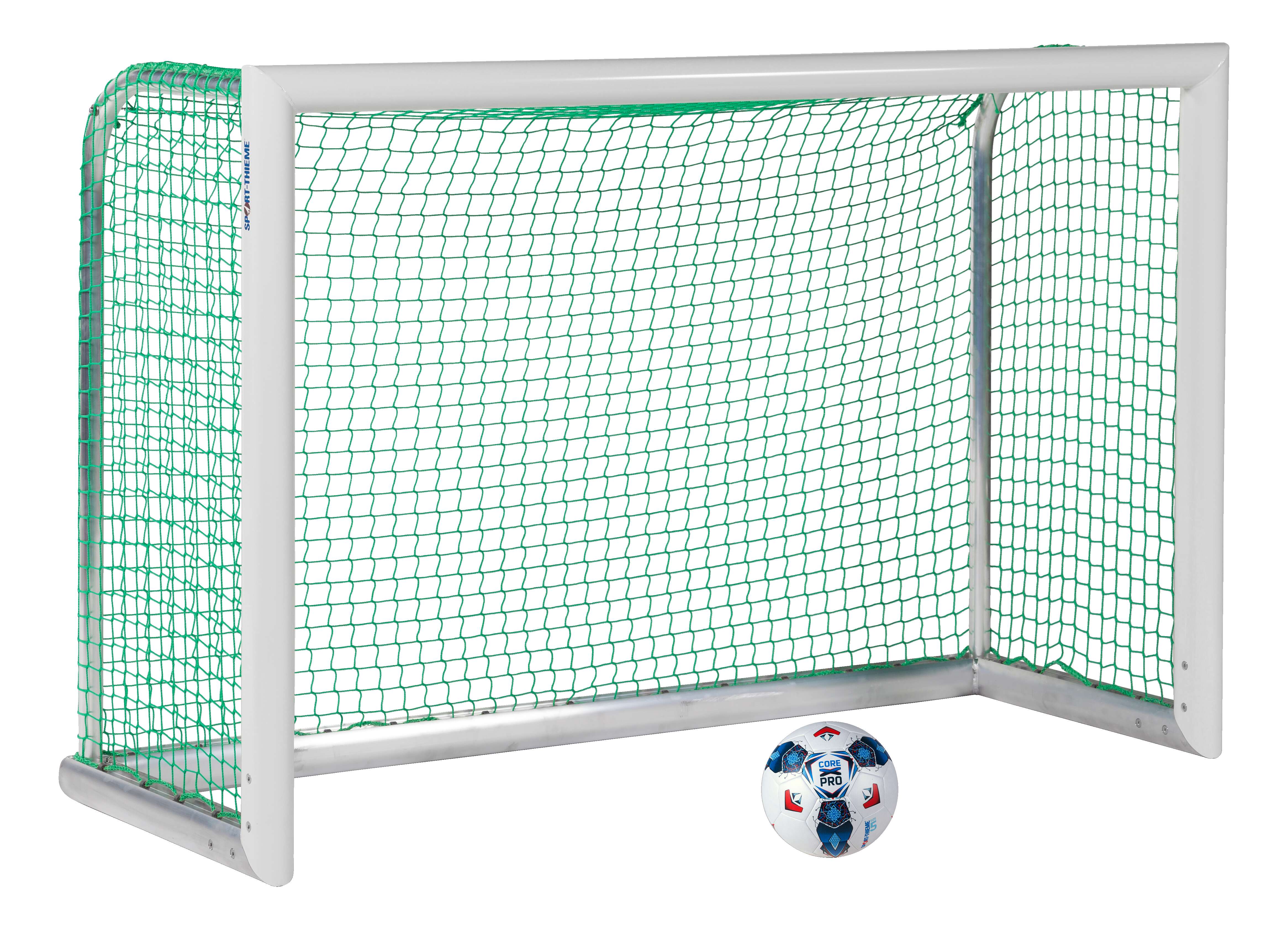 Sport-Thieme Mini-Fußballtor „Professional Kompakt“, Weiß-Pulverbeschichtet, Inkl. Netz, grün (MW 4,5 cm), 1,80×1,20 m