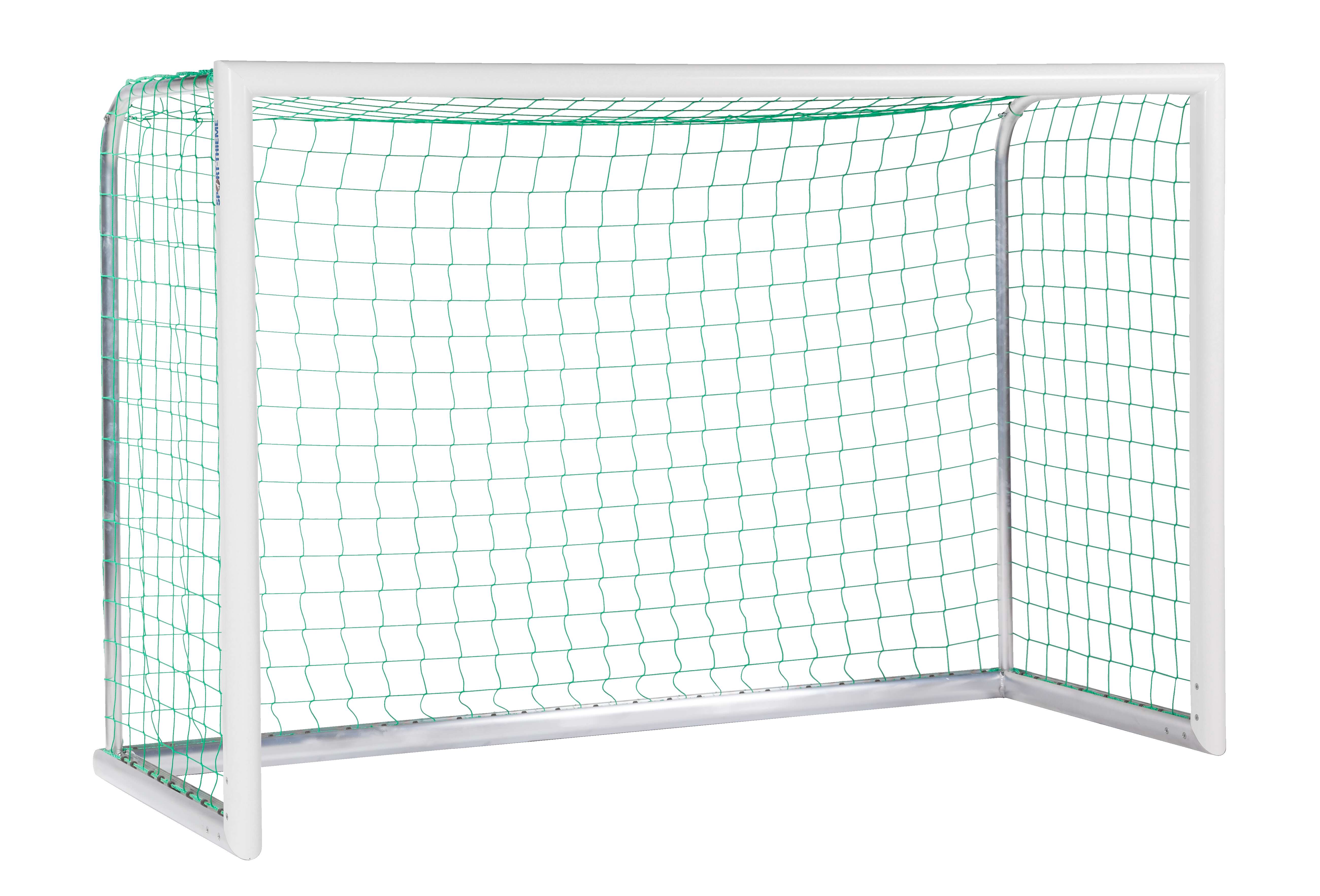 Sport-Thieme Mini-Fußballtor „Professional Kompakt“, Weiß-Pulverbeschichtet, Inkl. Netz, grün (MW 10 cm), 2,40×1,60 m
