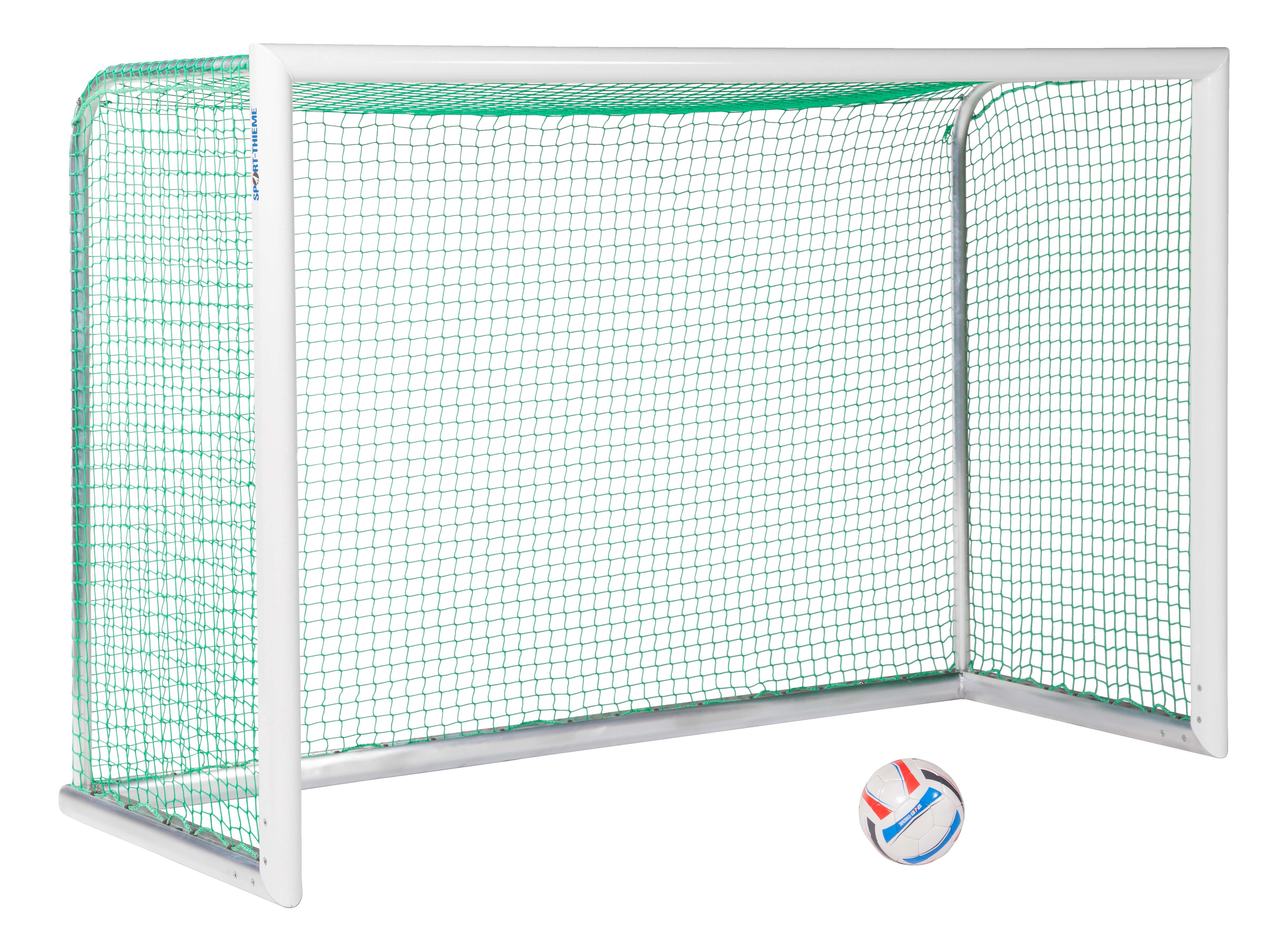 Sport-Thieme Mini-Fußballtor „Professional Kompakt“, Weiß-Pulverbeschichtet, Inkl. Netz, grün (MW 4,5 cm), 2,40×1,60 m