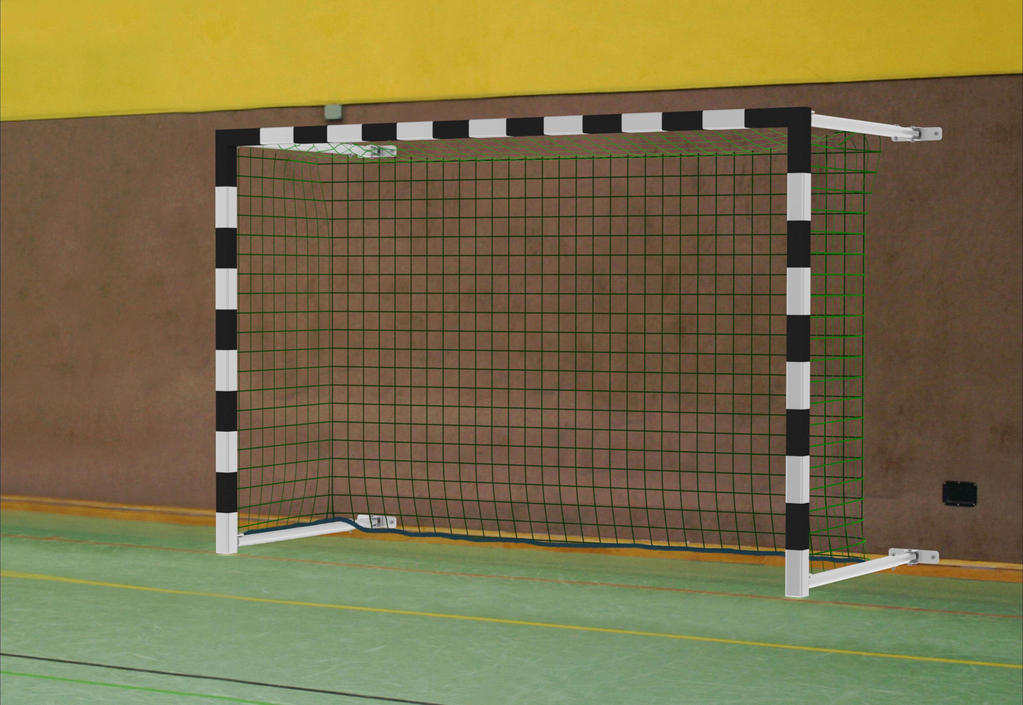 Sport-Thieme Handballtor mit Wandbefestigung, schwenkbar, Rot-Silber