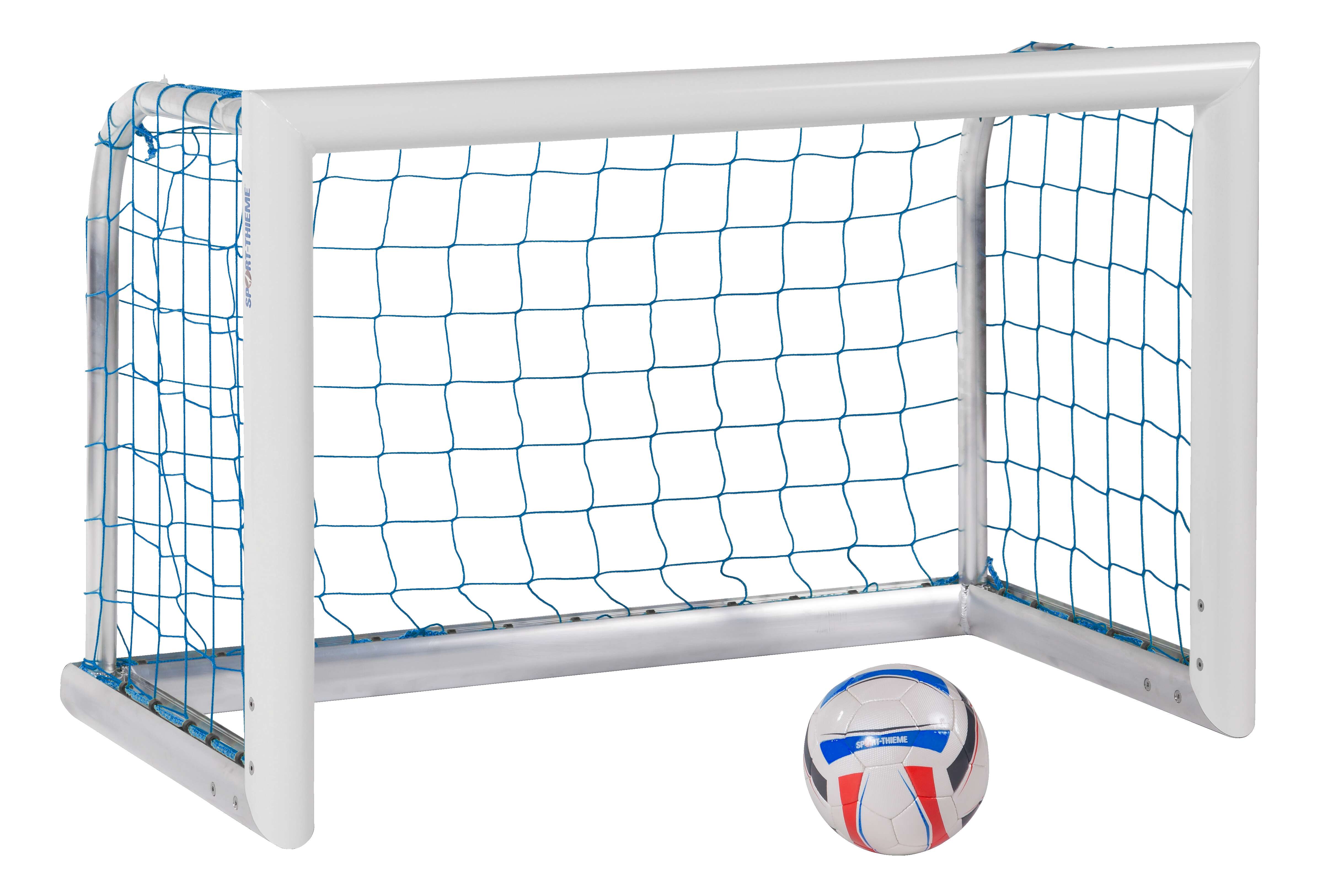 Sport-Thieme Mini-Fußballtor „Professional Kompakt“, Weiß-Pulverbeschichtet, Inkl. Netz, blau (MW 10 cm), 2,40×1,60 m