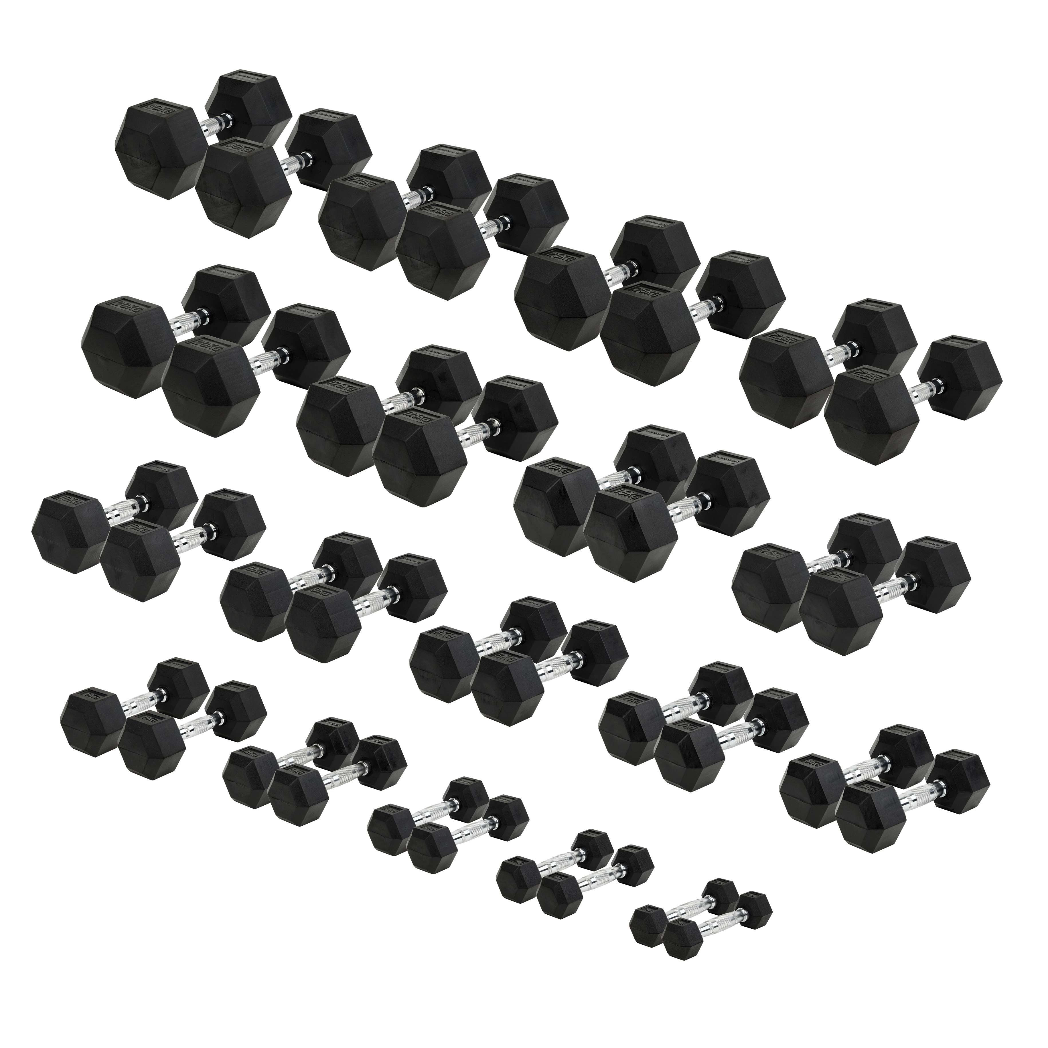 Sport-Thieme Kompakthantel-Set „Gummi Hex“, 1-30 kg