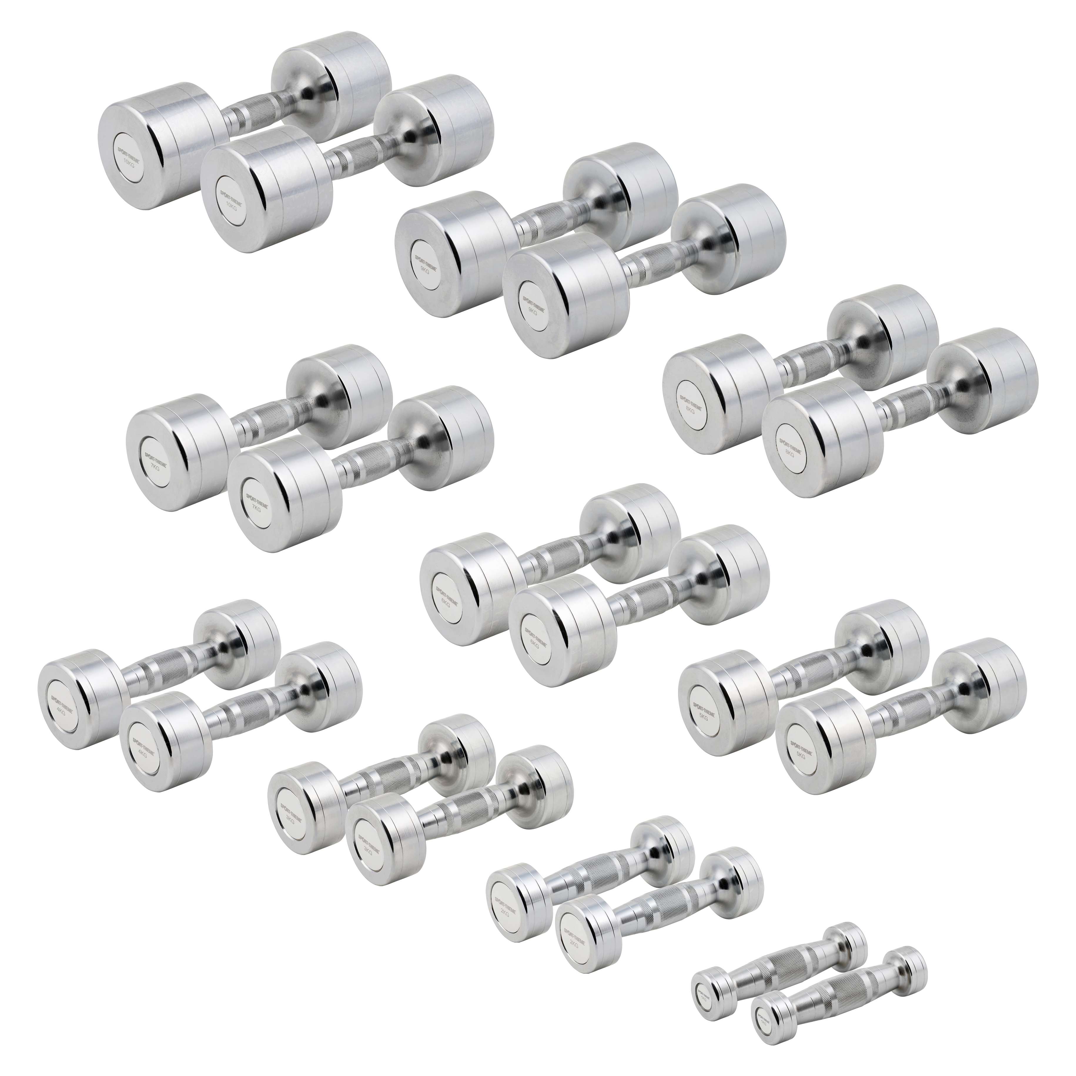 Sport-Thieme Kompakthantel-Set „Chrom“, 1–10 kg