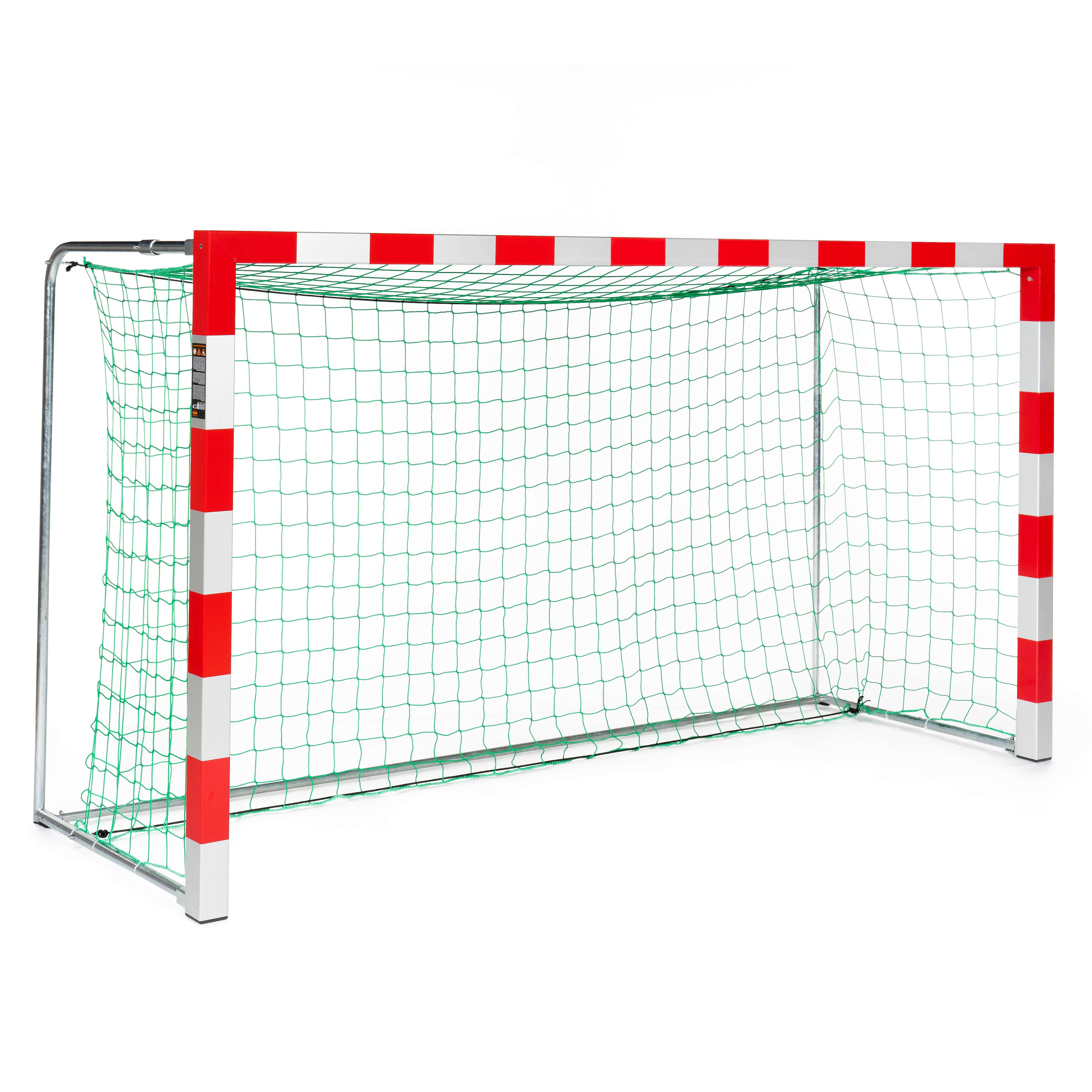 Sport-Thieme Handballtor frei stehend, 3×1,60 m, Rot-Silber, Alu-Gussformteil-Eckverbindung