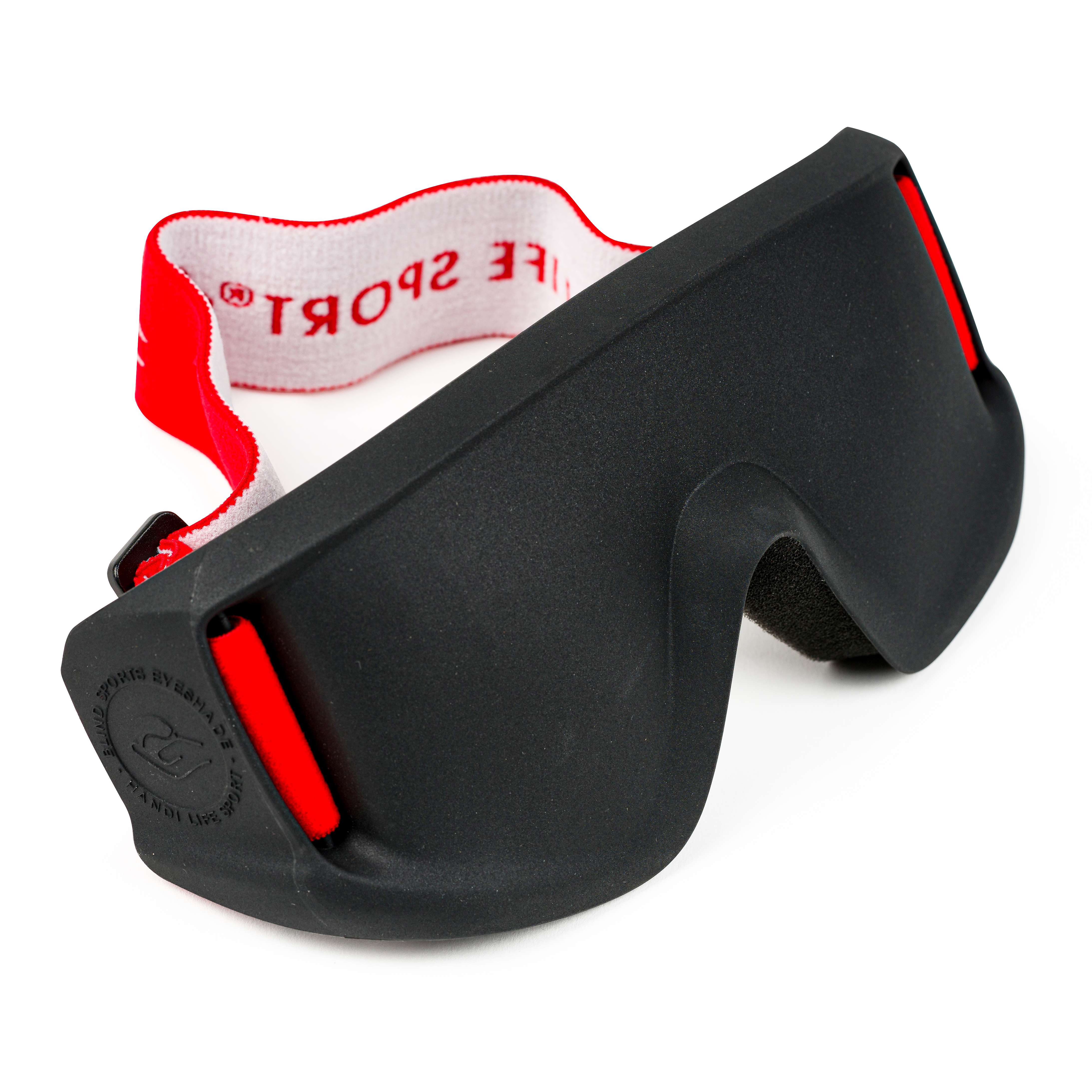 Handi Life Sport Dunkelbrille „Justa Blind Sports“, Kopfband Rot