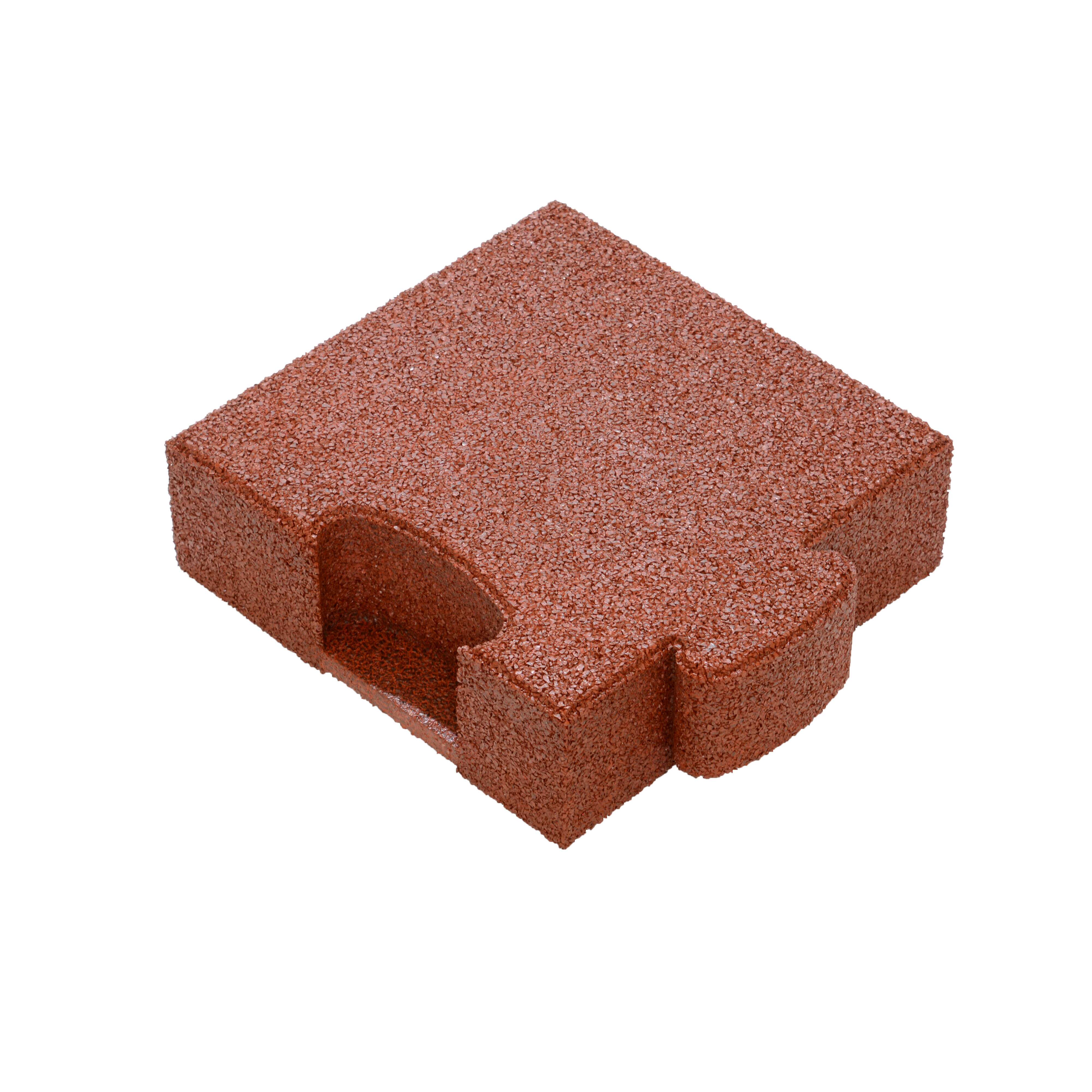 Gum-Tech Eckstück „Gerade“ für Fallschutzplatten, 25×25 cm, Rot, 8 cm