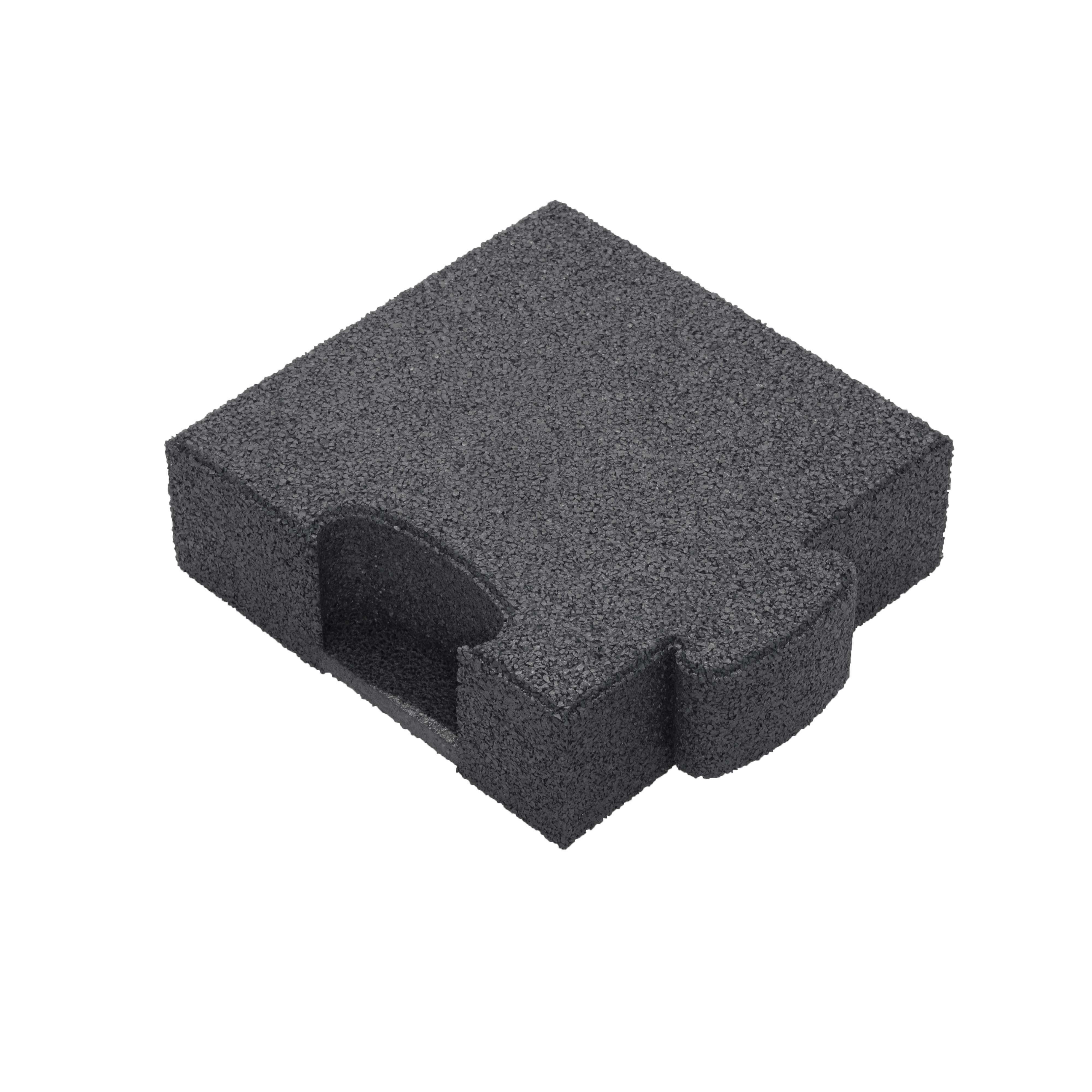 Gum-Tech Eckstück „Gerade“ für Fallschutzplatten, 25×25 cm, Grau, 8 cm