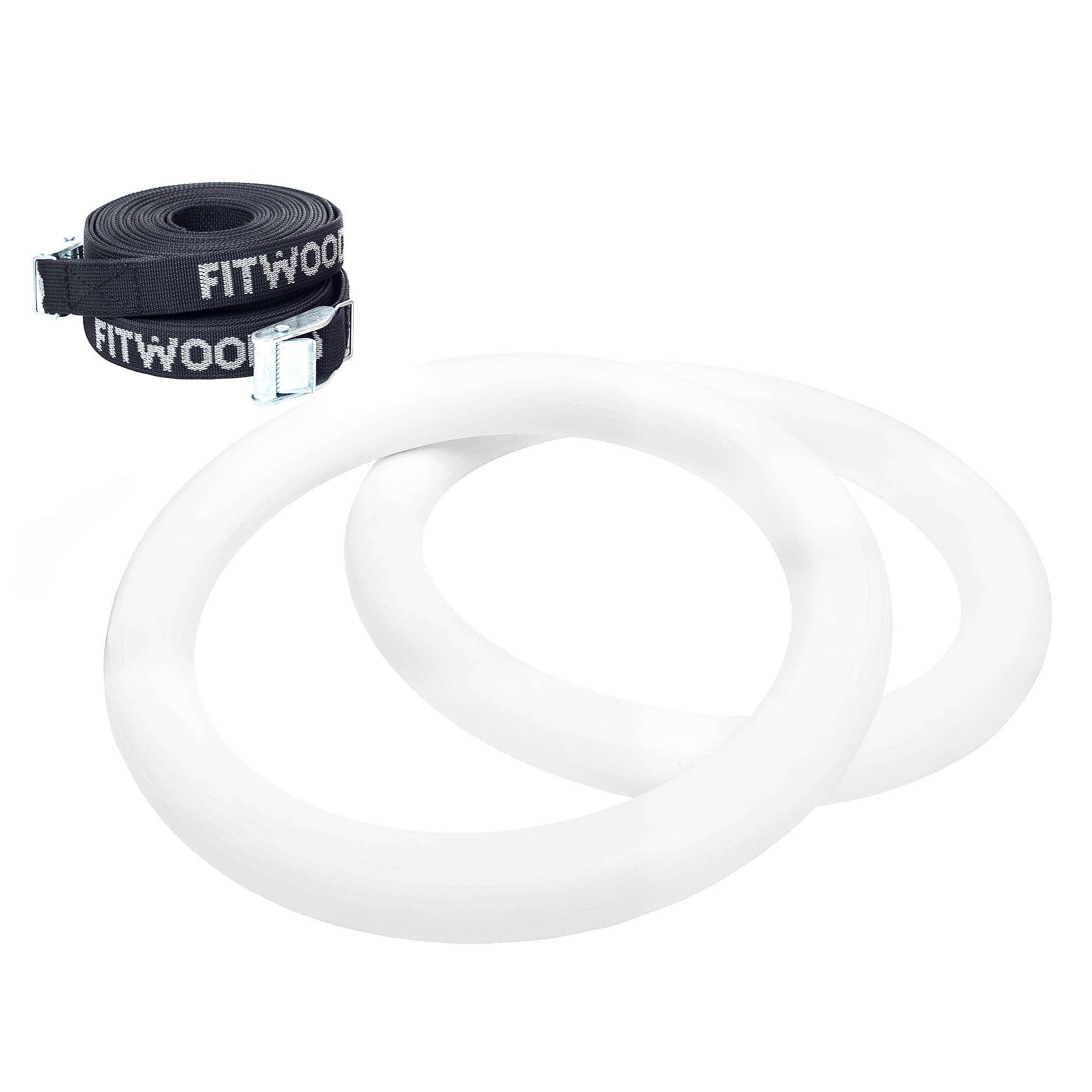 Fitwood Turnringe-Set „Ulpu“, Weißes Holz, schwarzes Band
