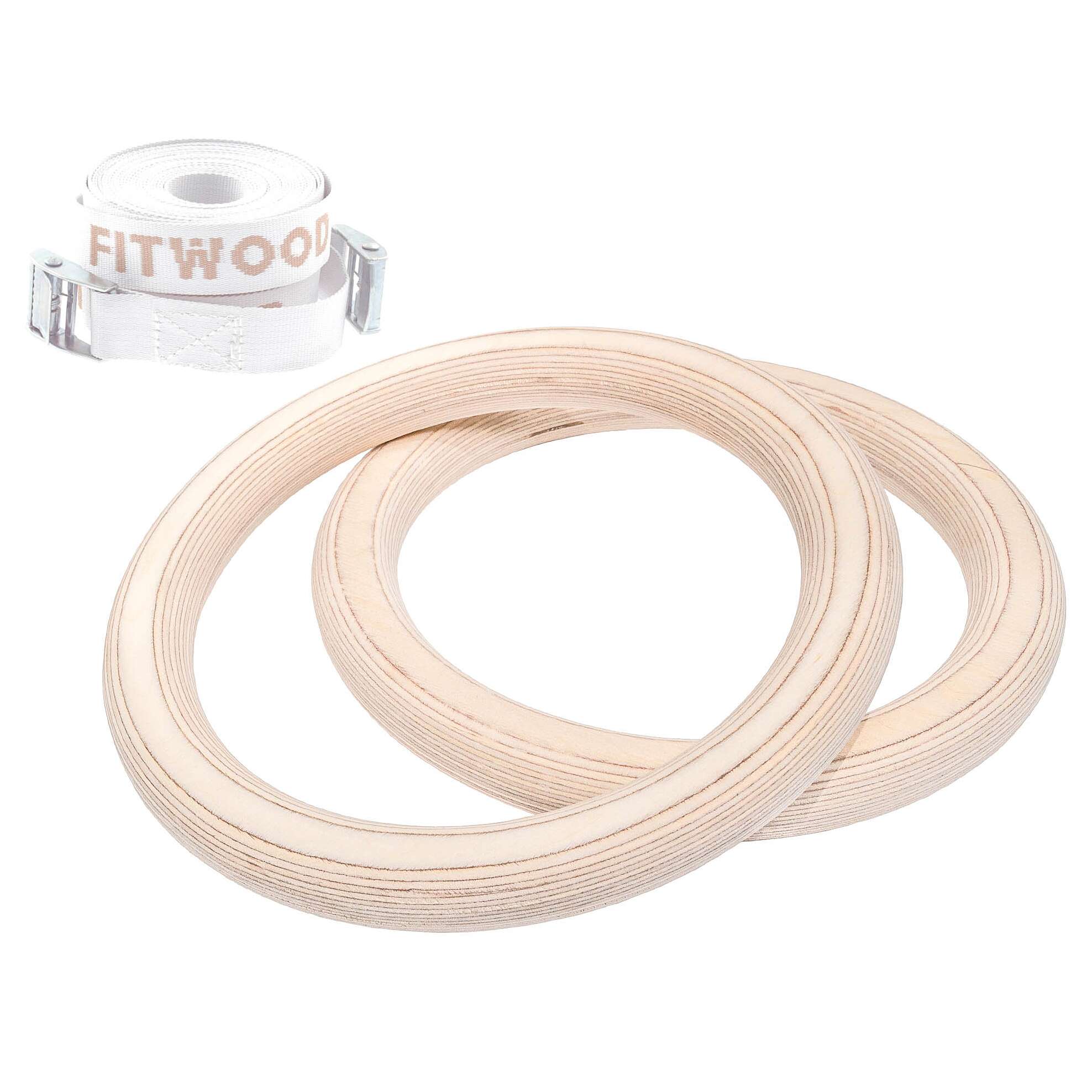 Fitwood Turnringe-Set „Ulpu“, Holzoptik, weißes Band