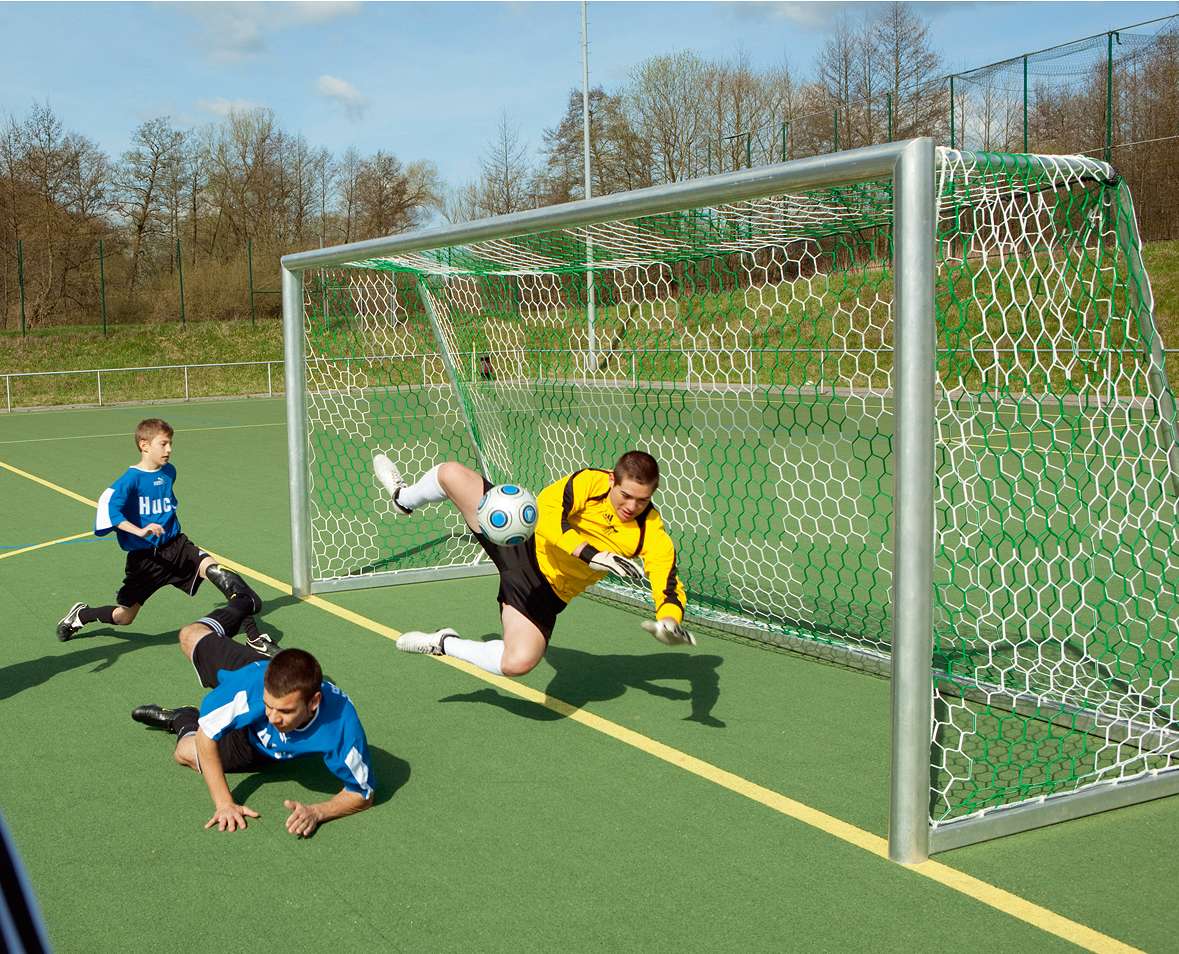 Fußballtornetz für Jugend-Fußballtor, mit Schachbrettmuster, knotenlos, Rot-Weiß, 80/150 cm