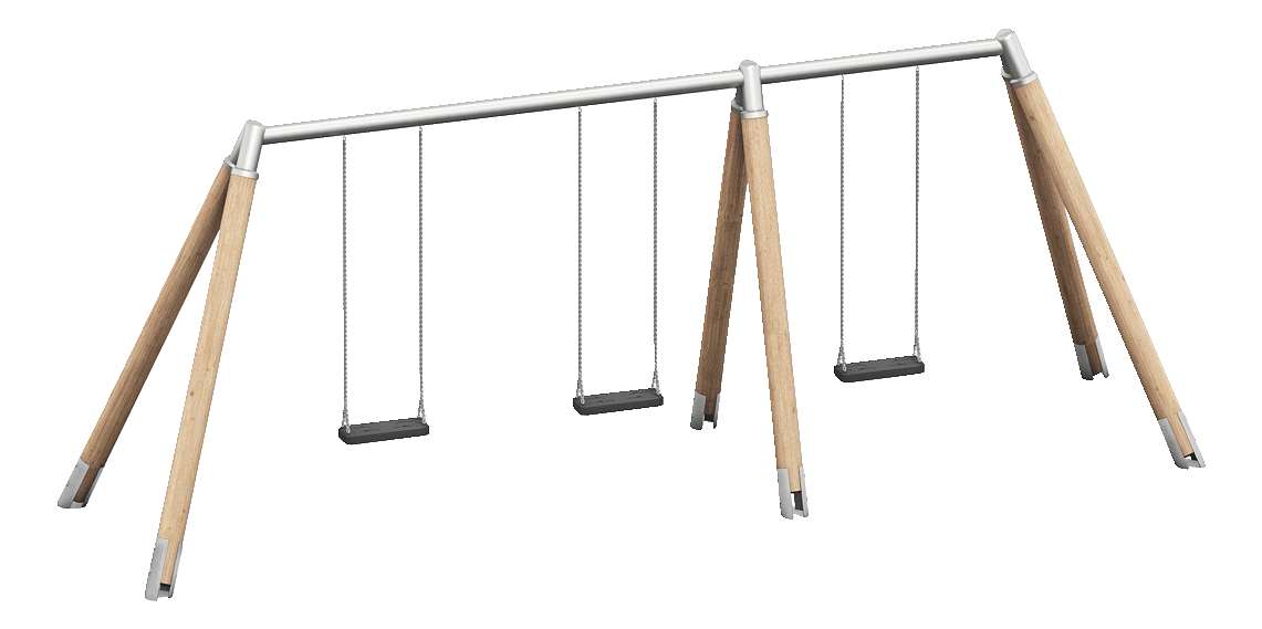 Playparc Dreifachschaukel „Holz/Metall“, Aufhängehöhe 200 cm