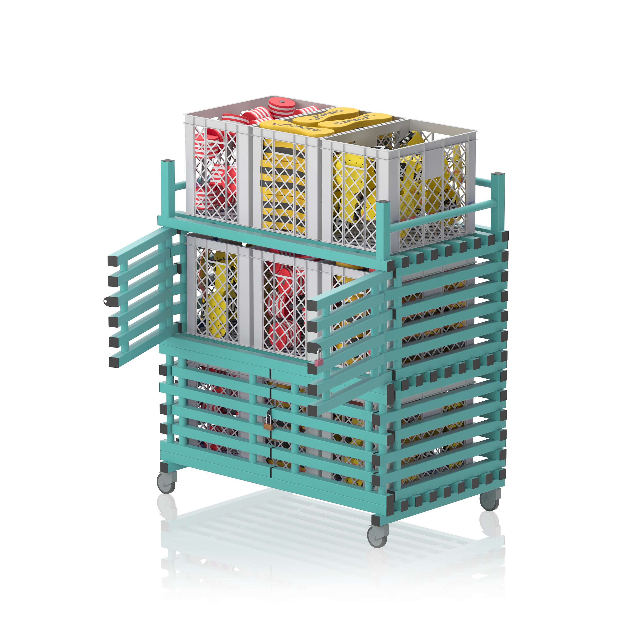 Sport-Thieme Regalwagen „XXL“ by Vendiplas, Aqua, Klein, mit Aufsatz
