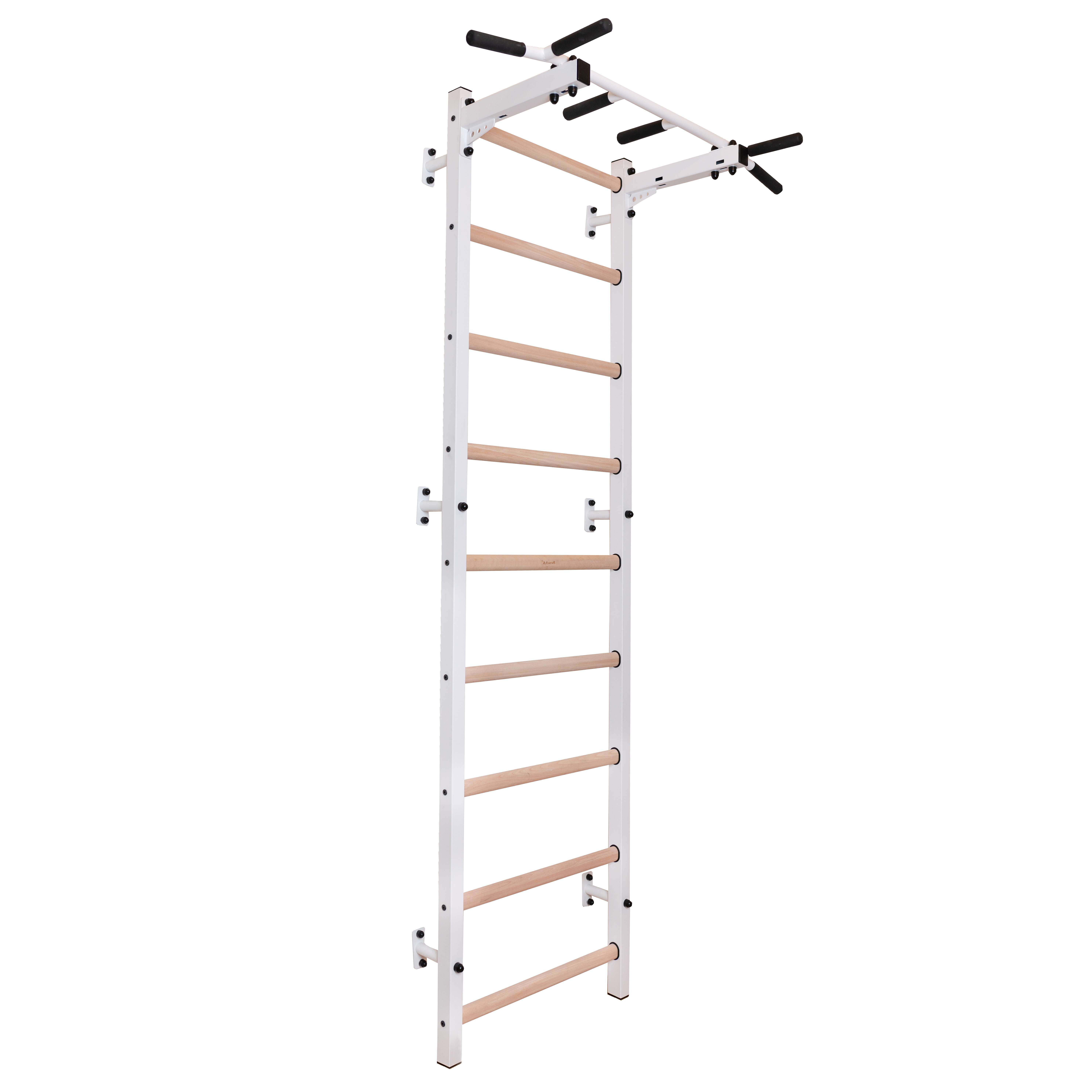 BenchK Sprossenwand Fitness-System „721“, mit fest montierter Klimmzugstange,  721W, Weiß