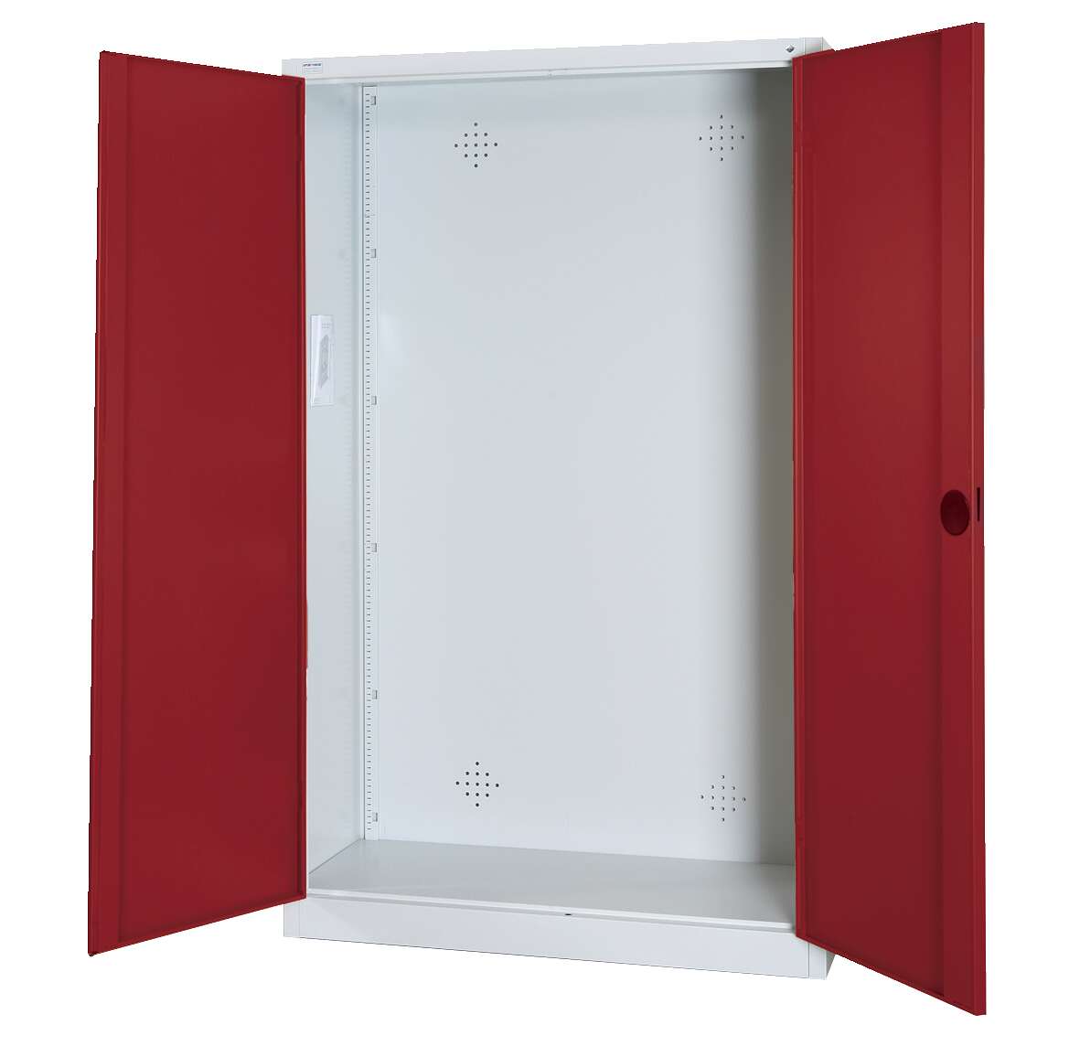 C+P Modul-Sportgeräteschrank mit Vollblech-Flügeltüren, HxBxT 195x120x50 cm, Ergo-Lock Muldengriff, Rubinrot (RAL 3003), Lichtgrau (RAL 7035), Einzelschließung