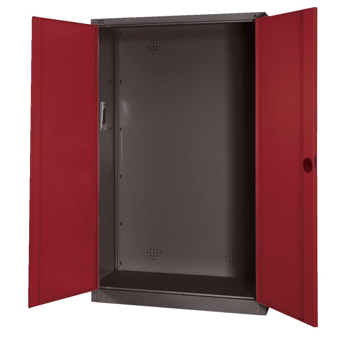 C+P Modul-Sportgeräteschrank mit Vollblech-Flügeltüren, HxBxT 195x120x50 cm, Ergo-Lock Muldengriff, Rubinrot (RAL 3003), Anthrazit (RAL 7021), Einzelschließung