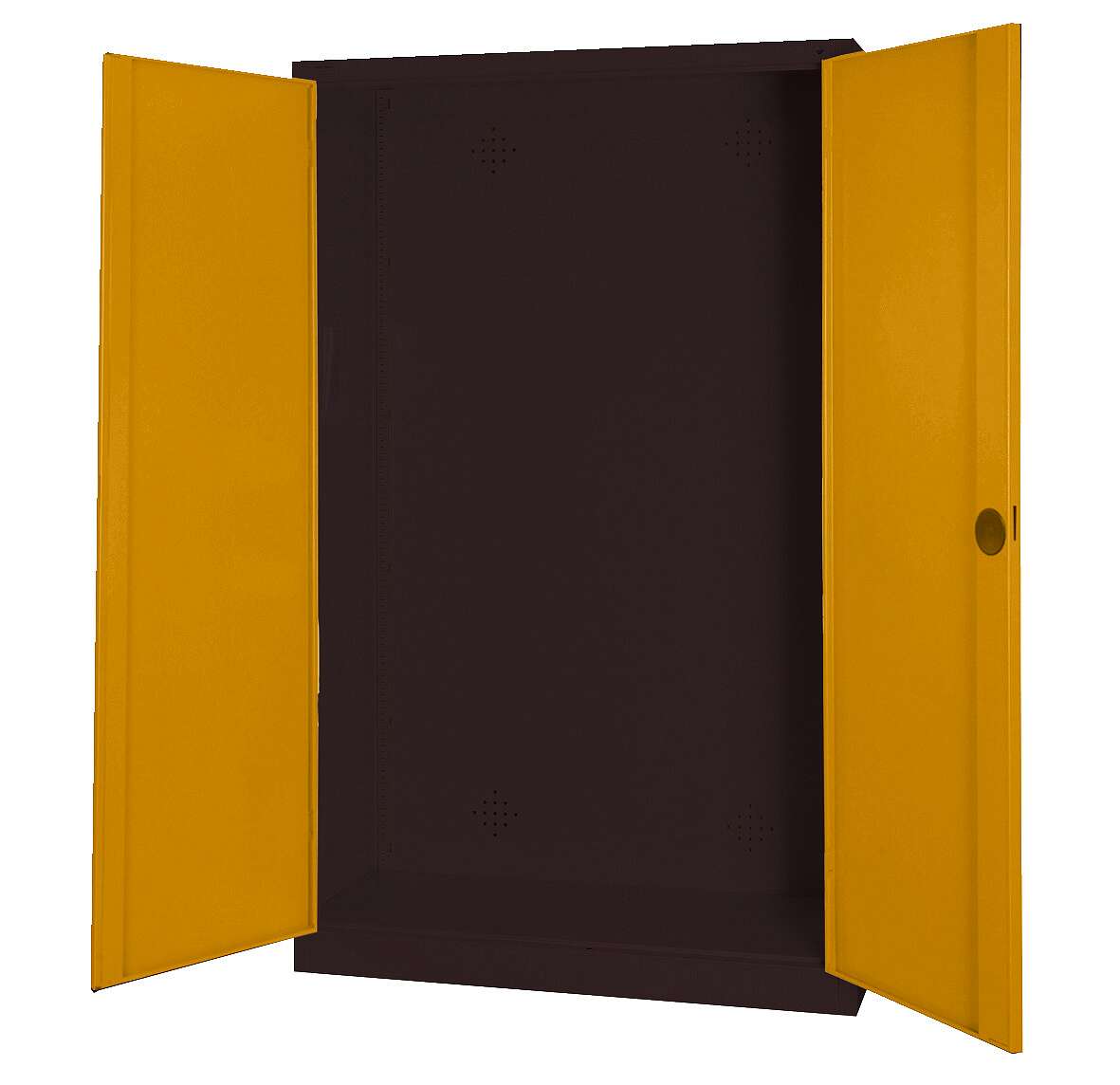 C+P Modul-Sportgeräteschrank mit Vollblech-Flügeltüren, HxBxT 195x120x50 cm, Ergo-Lock Muldengriff, Goldgelb (RAL 1004), Anthrazit (RAL 7021), Einzelschließung