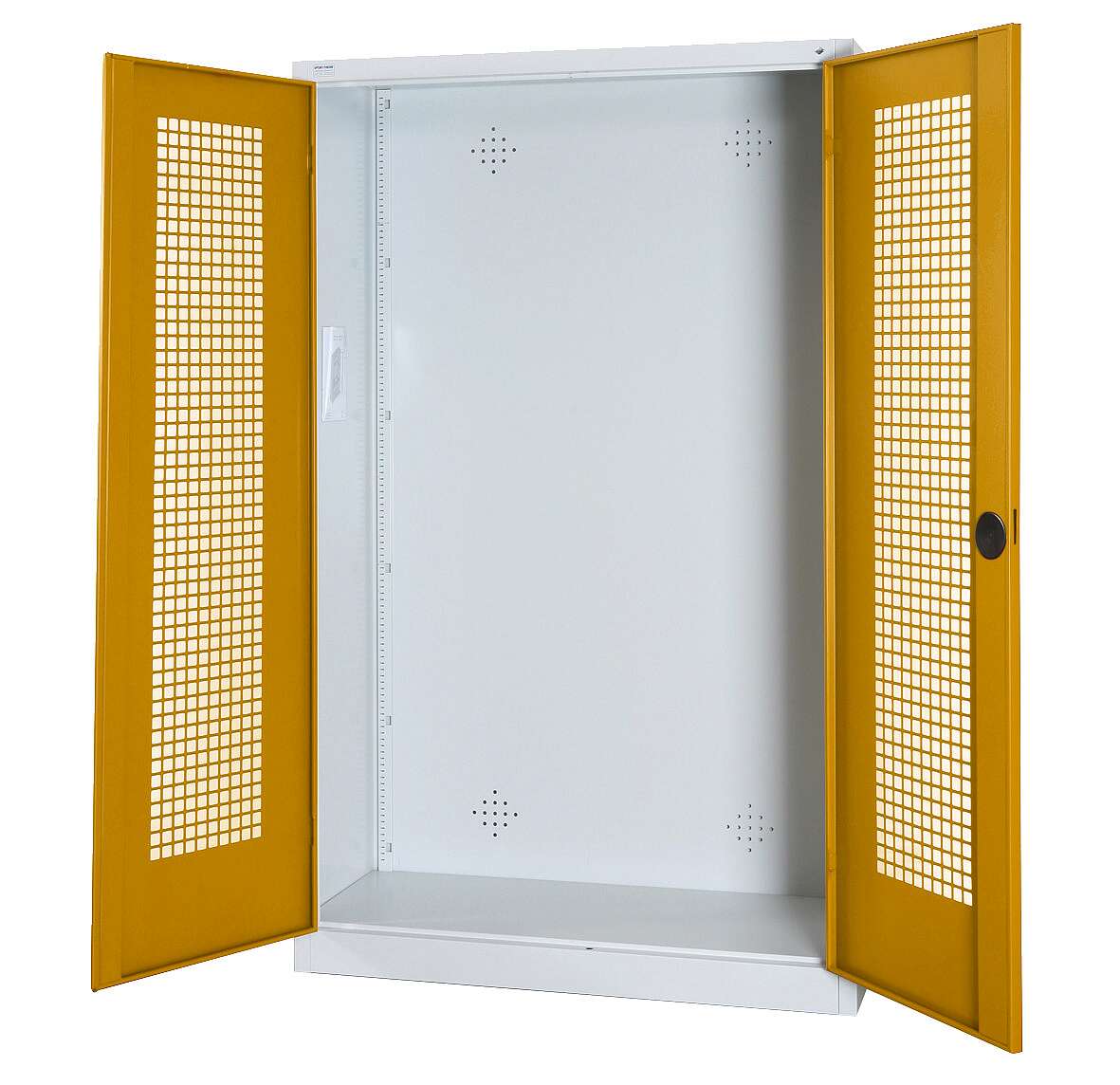 C+P Modul-Sportgeräteschrank mit Lochblech-Flügeltüren, HxBxT 195x120x50 cm, Goldgelb (RAL 1004), Gleichschließung