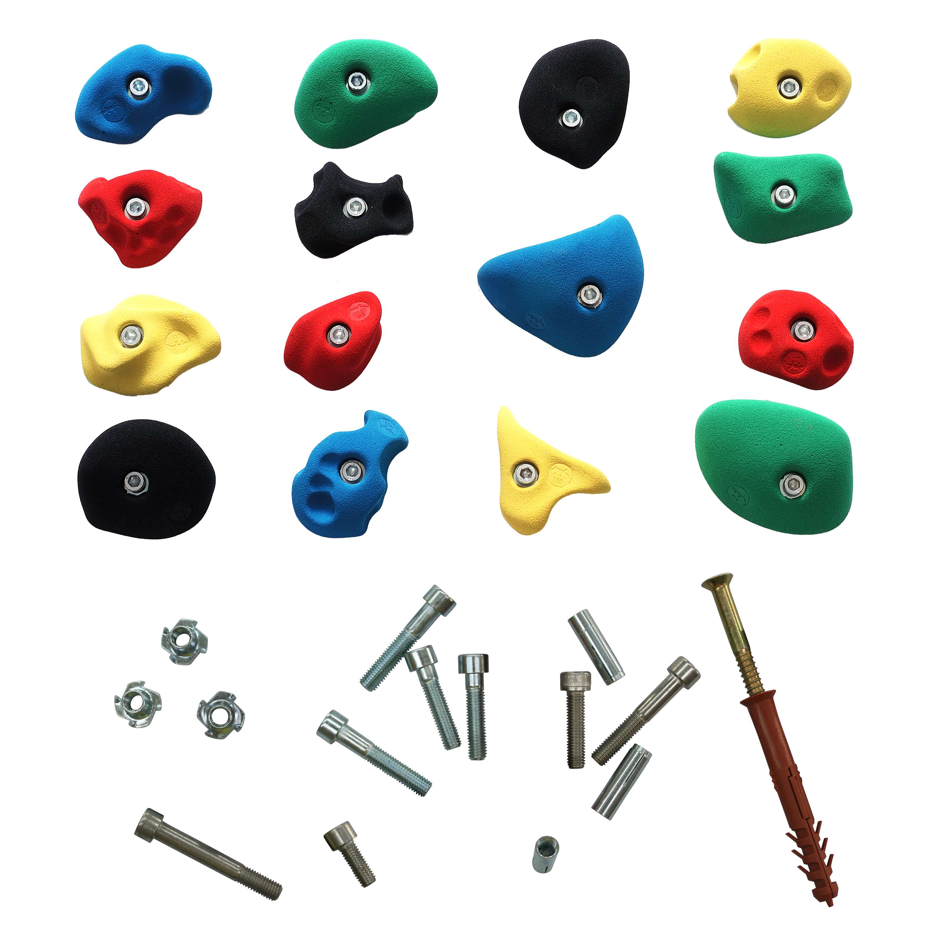 OnTop Klettergriff-Set „Leicht“, Mit Befestigungsmaterial für Betonwand, Set D