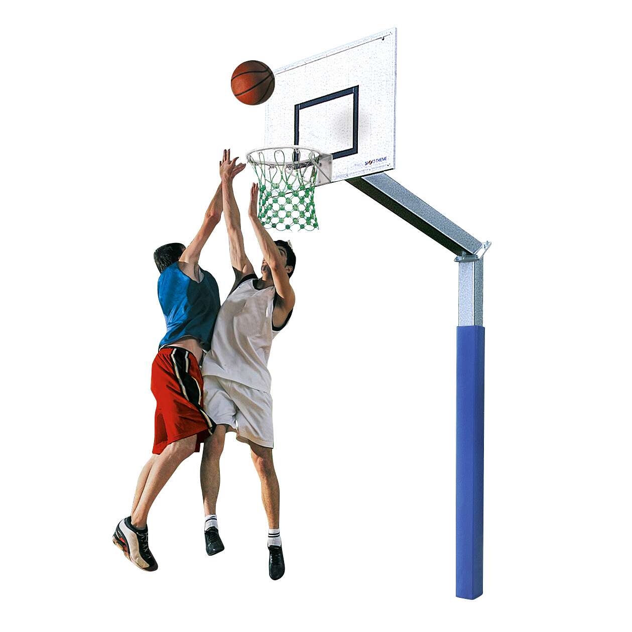 Sport-Thieme Basketballanlage „Fair Play 2.0“ mit Herkulesseil-Netz, Korb „Outdoor“ abklappbar