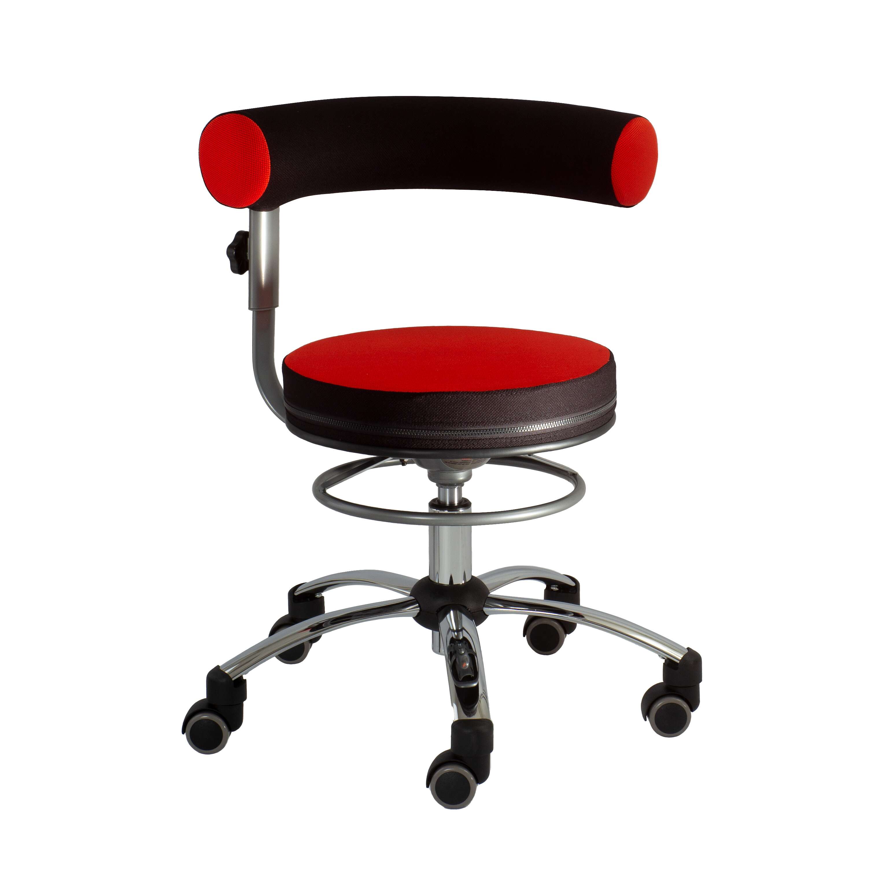 Sanus Gesundheitsstuhl Drehstuhl, Rot-Schwarz, Stoffbezug, Höhenverstellbar 52–72 cm
