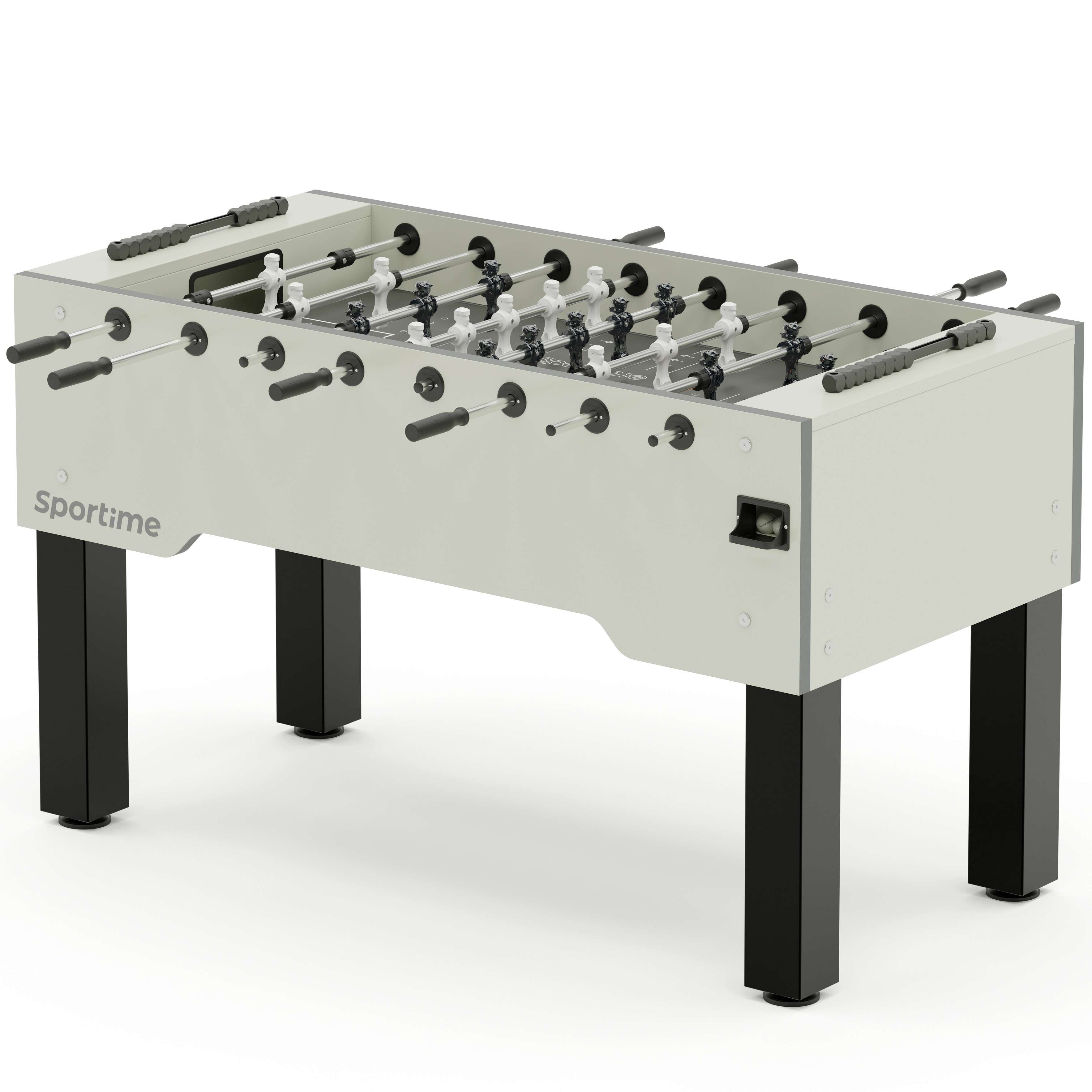 Sportime Tischkicker „Match“, White Guardian vs. Black Dragon, Weiß, Spielfeld Grau