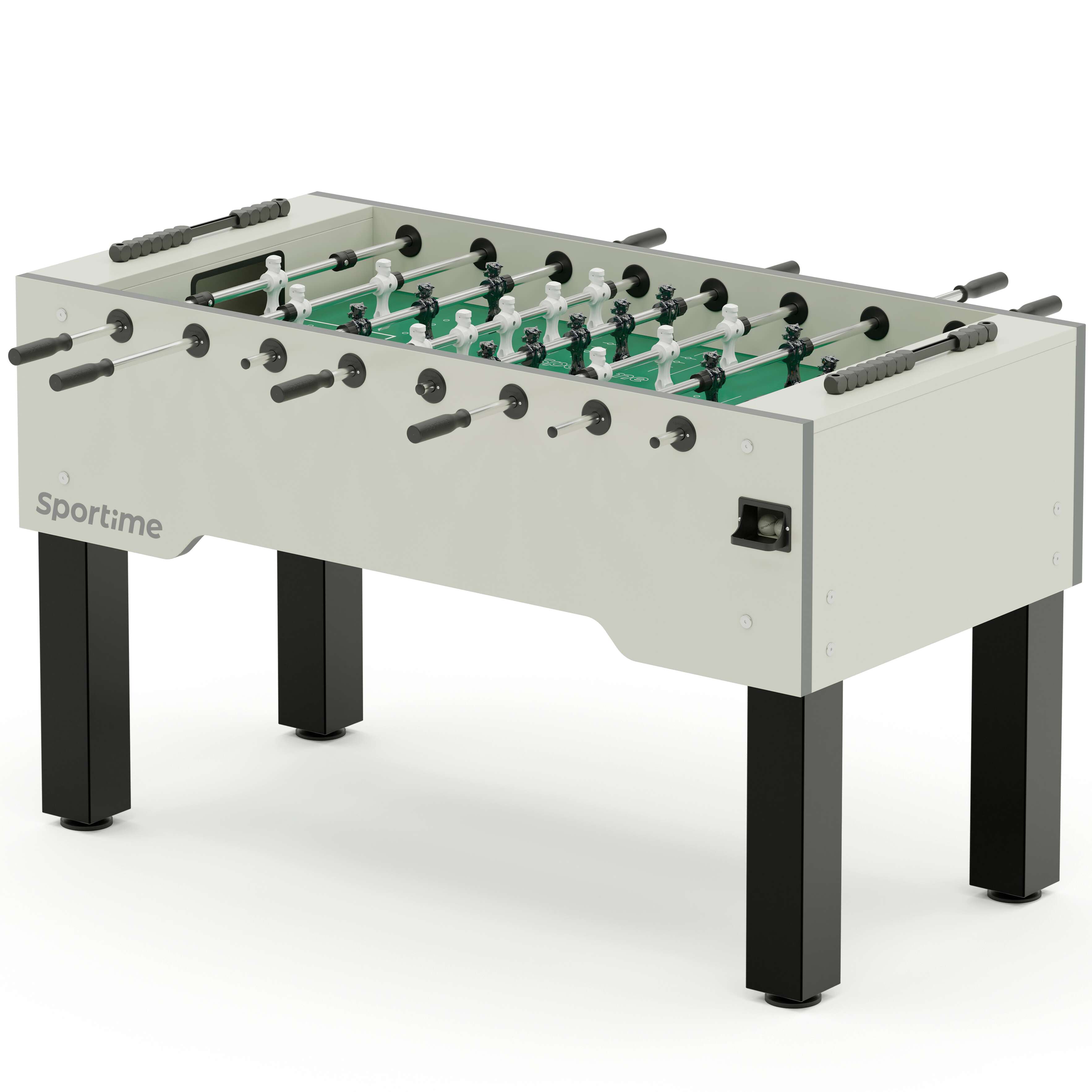 Sportime Tischkicker „Match“, White Guardian vs. Black Dragon, Weiß, Spielfeld: Rasen-Grün