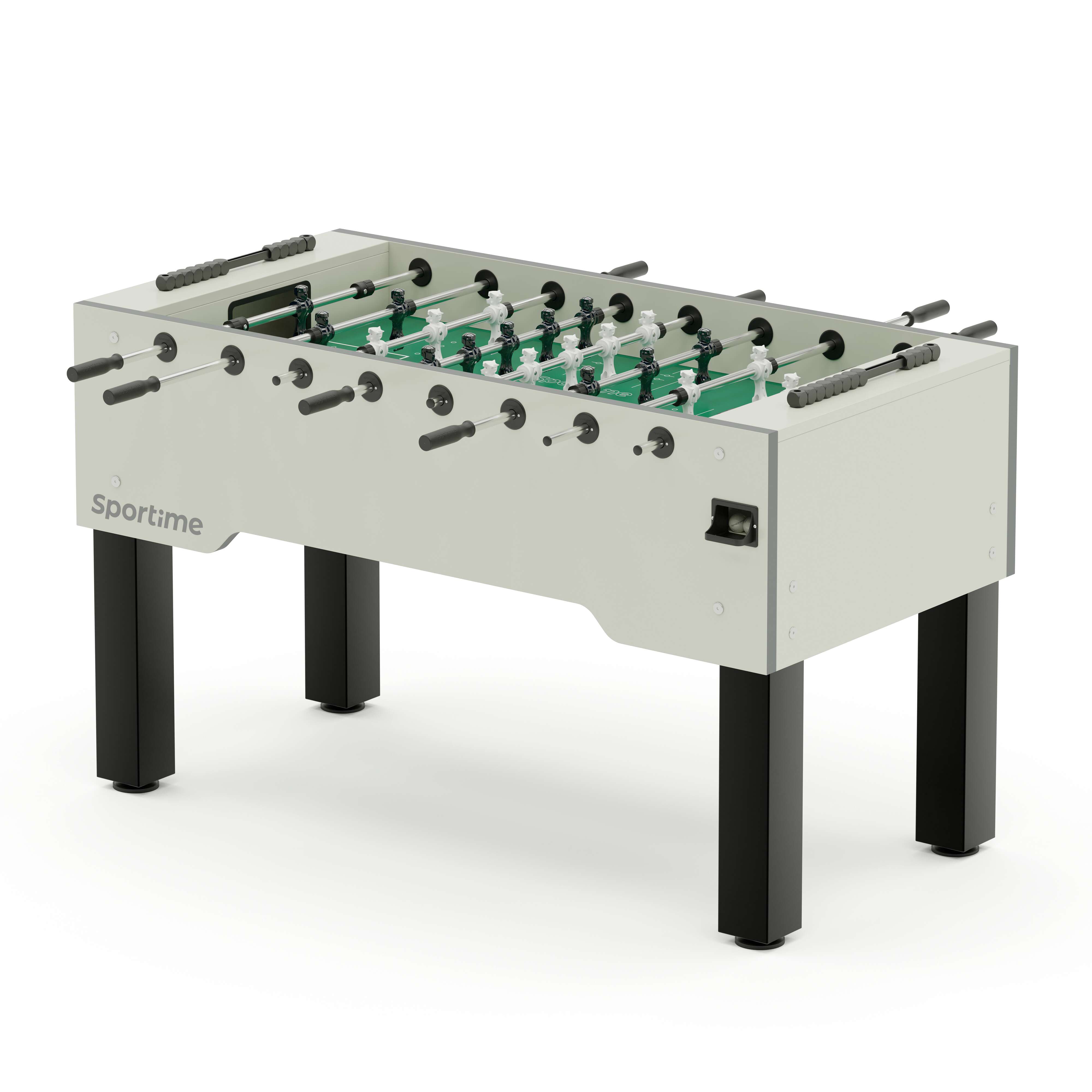 Sportime Tischkicker „Match“, Black Guardian vs. White Dragon, Weiß, Spielfeld: Rasen-Grün