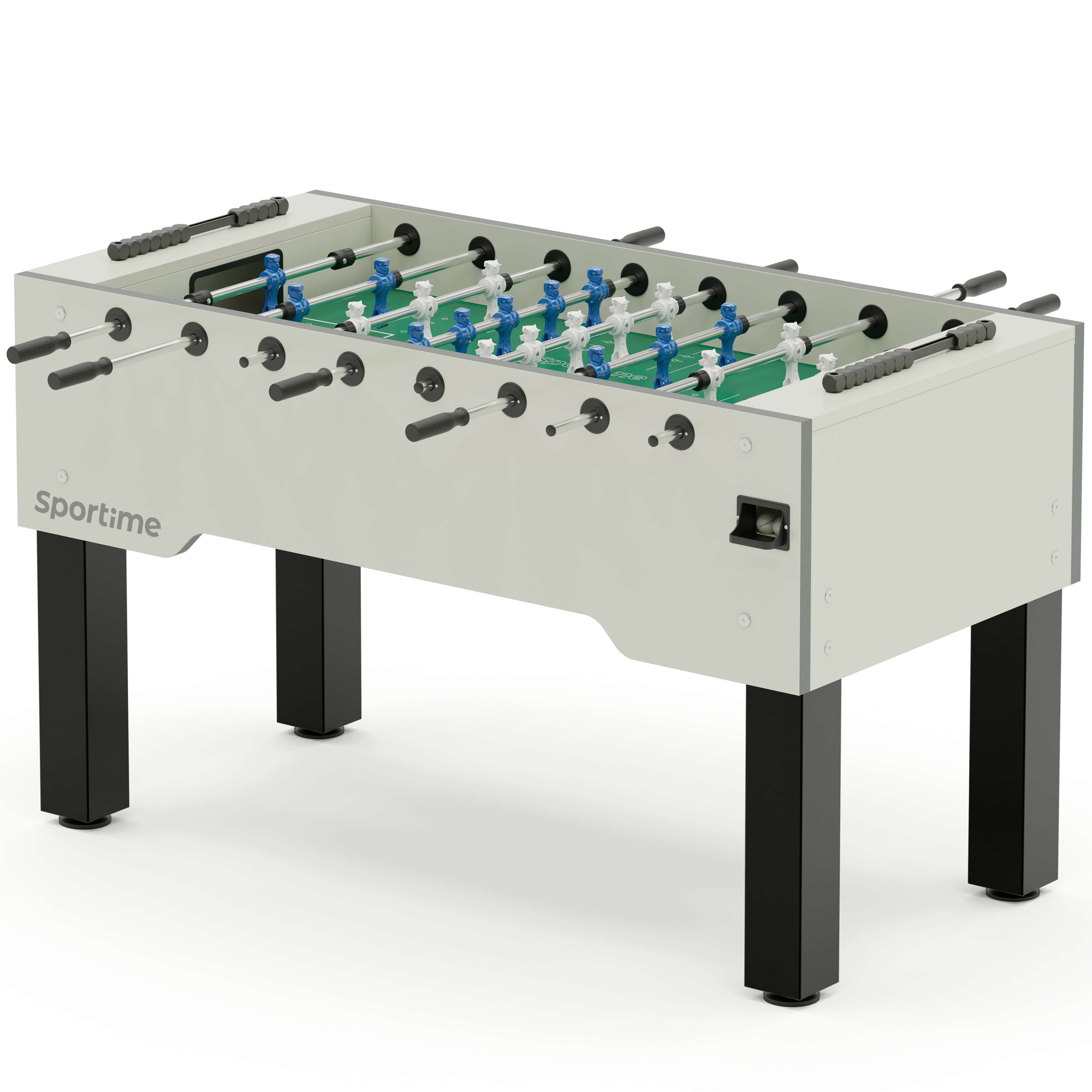 Sportime Tischkicker „Match“, Blue Guardian vs. White Dragon, Weiß, Spielfeld: Rasen-Grün