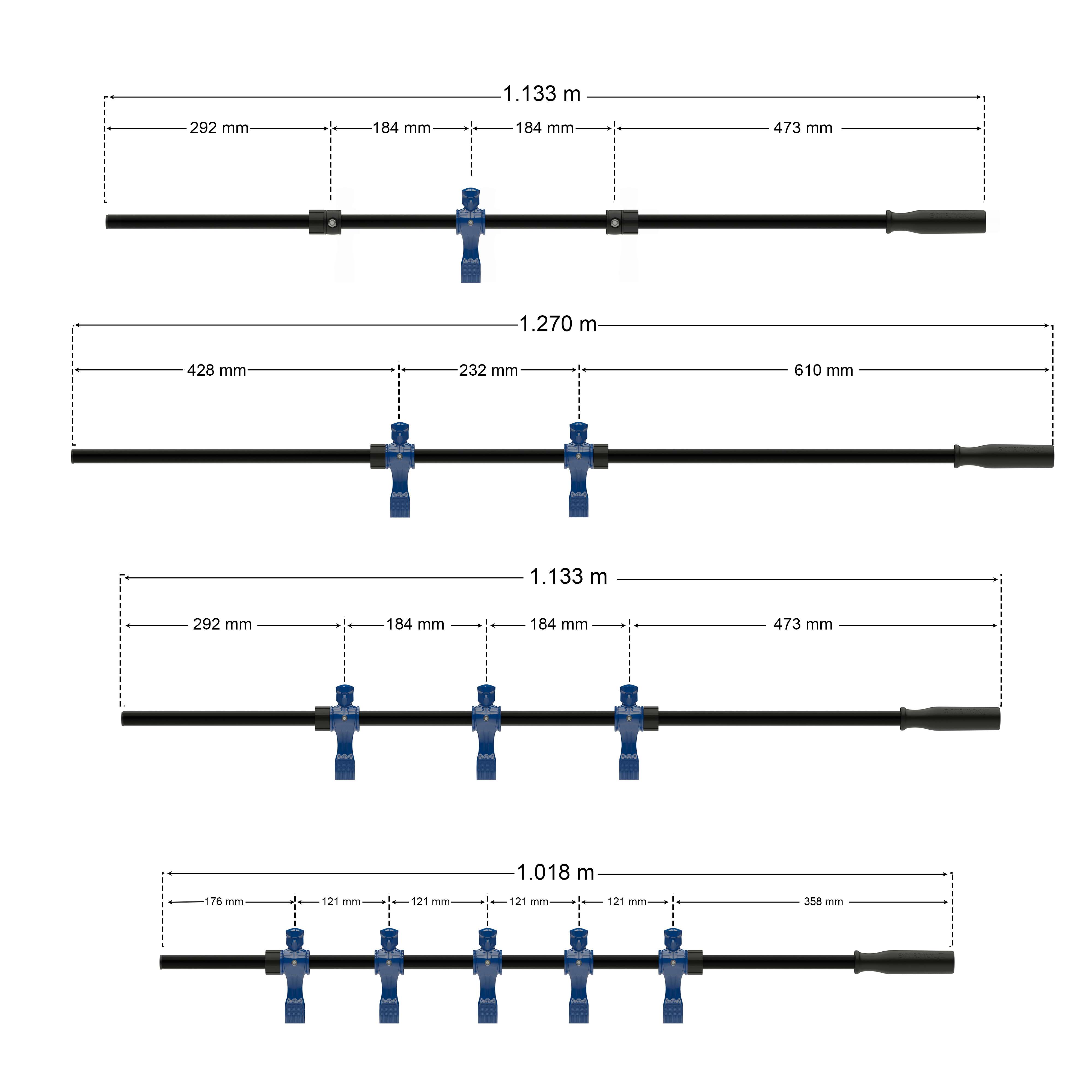 Sportime Kickerstange „Black Dragon“, 16 mm, 4er Set, matt