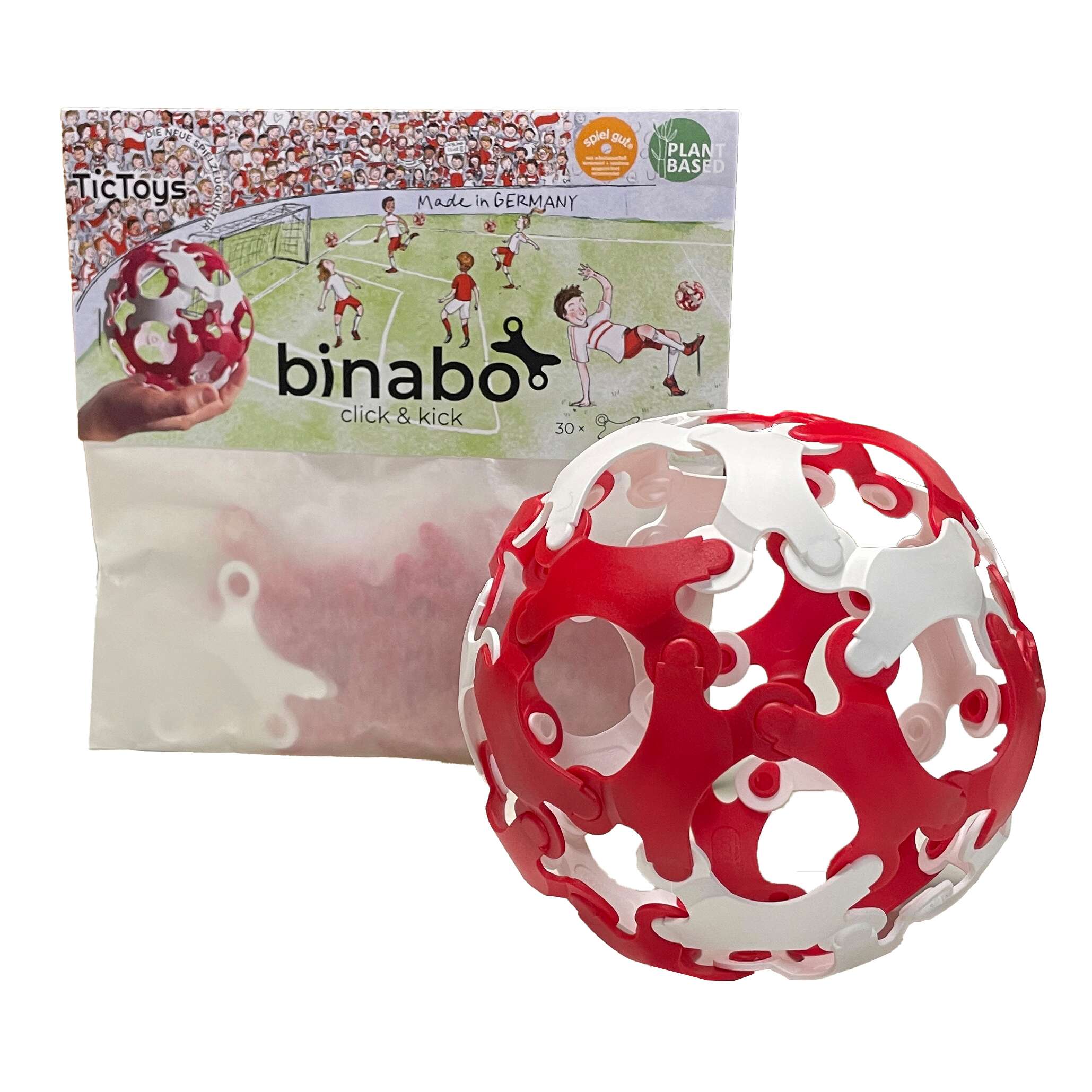 Binabo Konstruktionsspiel „Click and kick“, Rot-Weiß