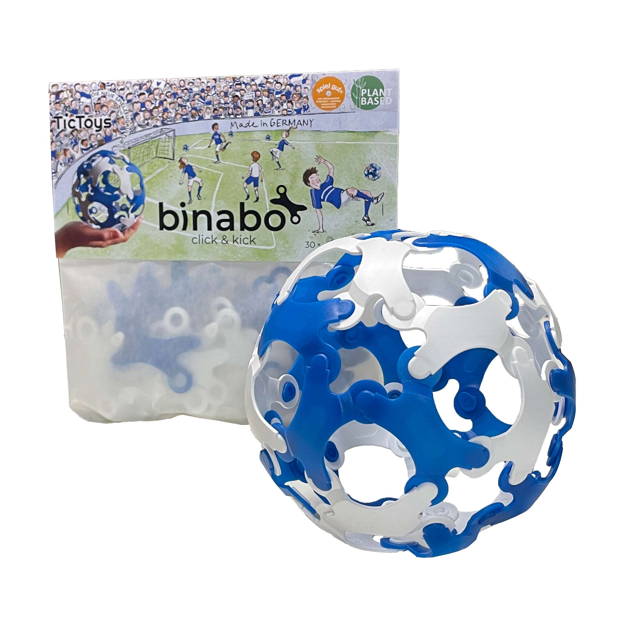 Binabo Konstruktionsspiel „Click and kick“, Blau-Weiß