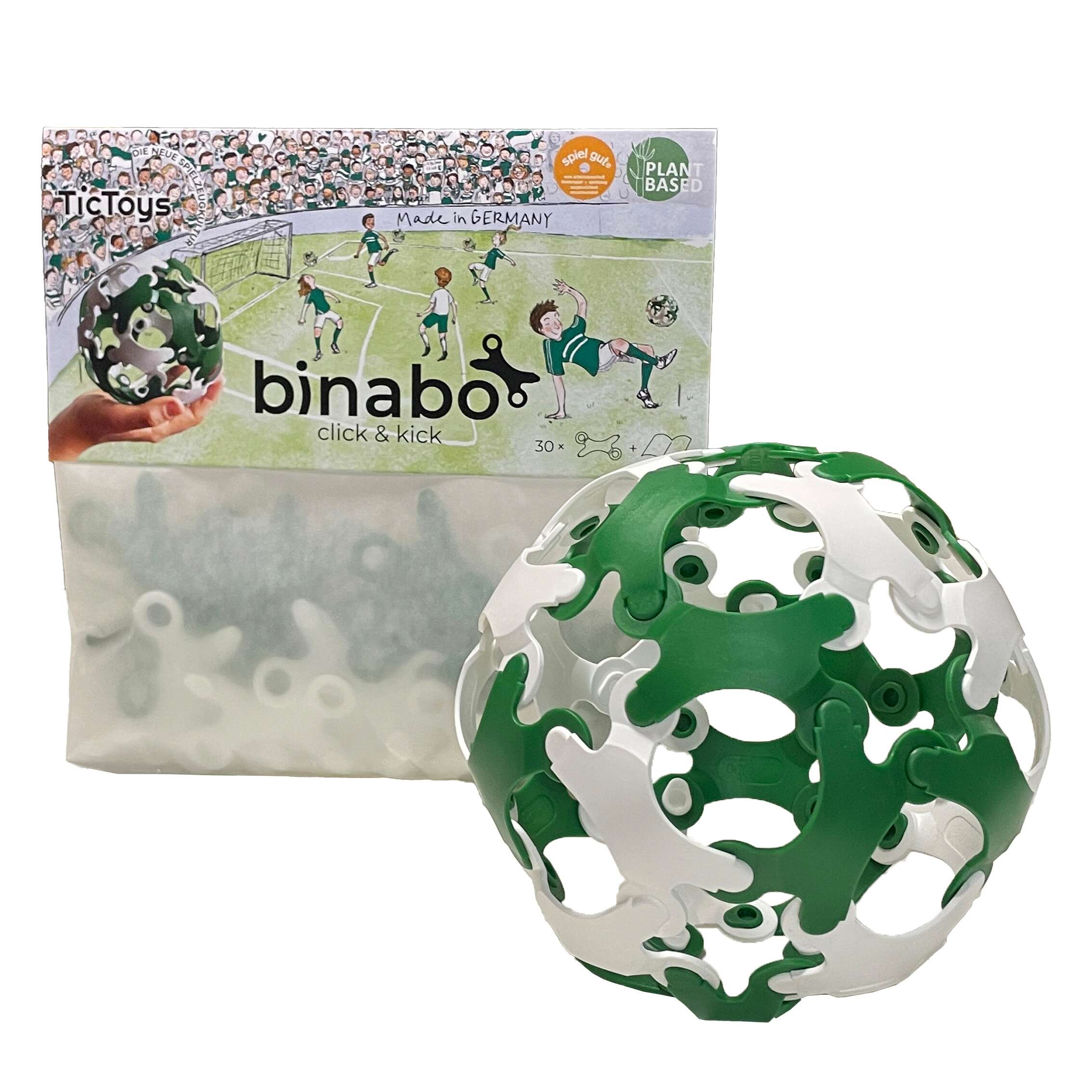 Binabo Konstruktionsspiel „Click and kick“, Grün-Weiß