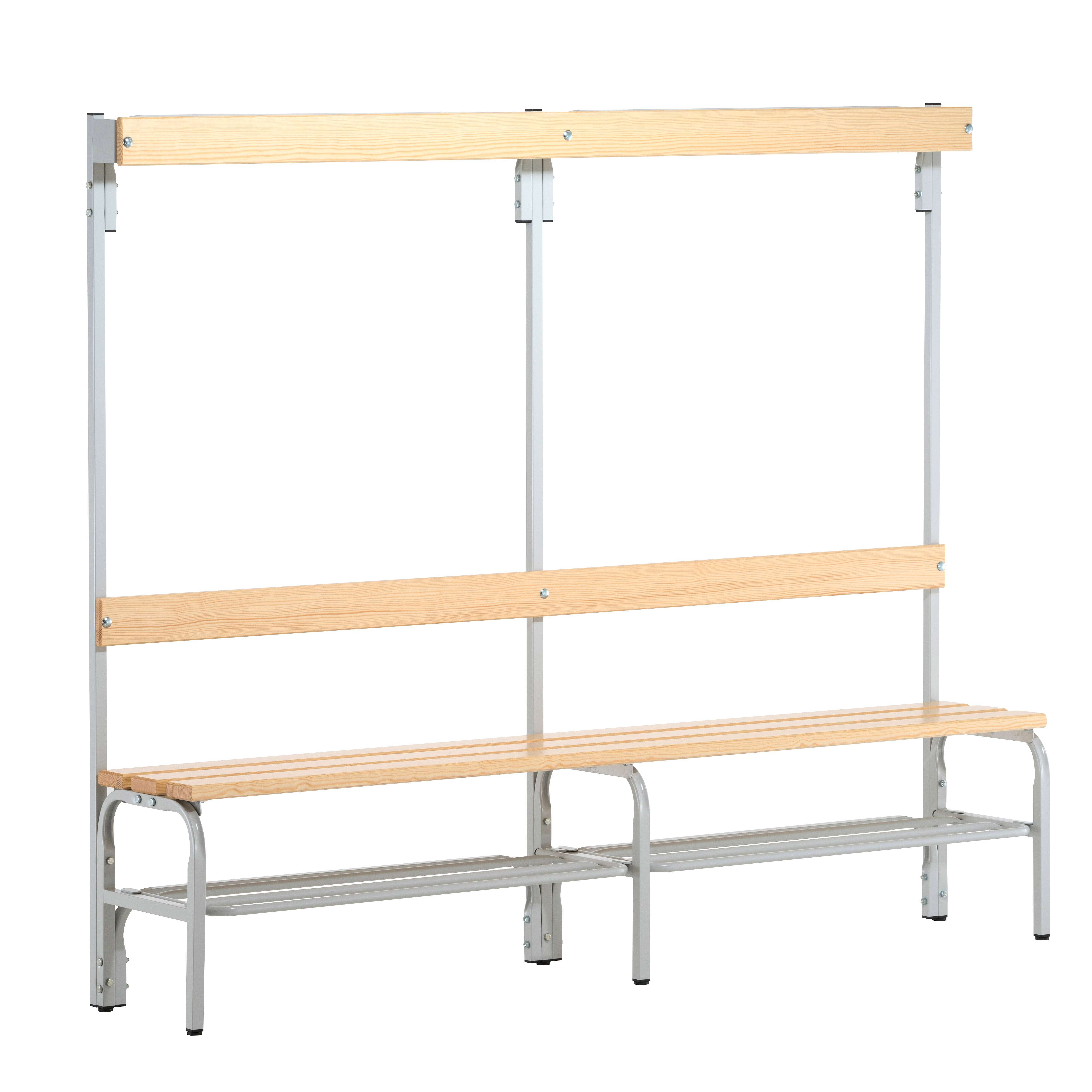 Sypro Umkleidebank für Trockenräume mit Rückenlehne, 1,50 m, Anthrazit (RAL 7016), Mit Schuhrost