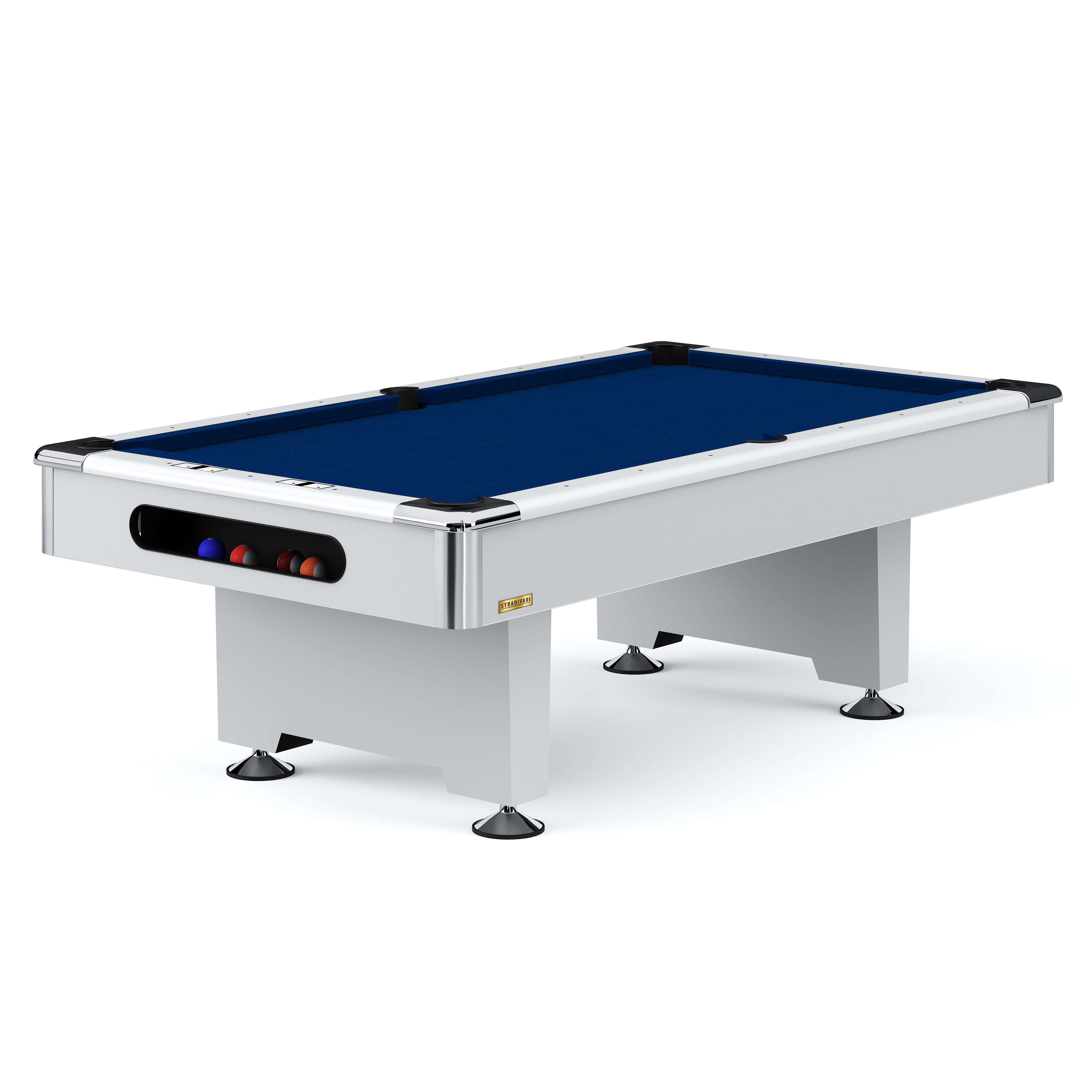 Automaten Hoffmann Billardtisch „Club Pro III“ Dekor Weiß, EuroSpeed, Blau, 8 ft (Spielfeld 224×112 cm)